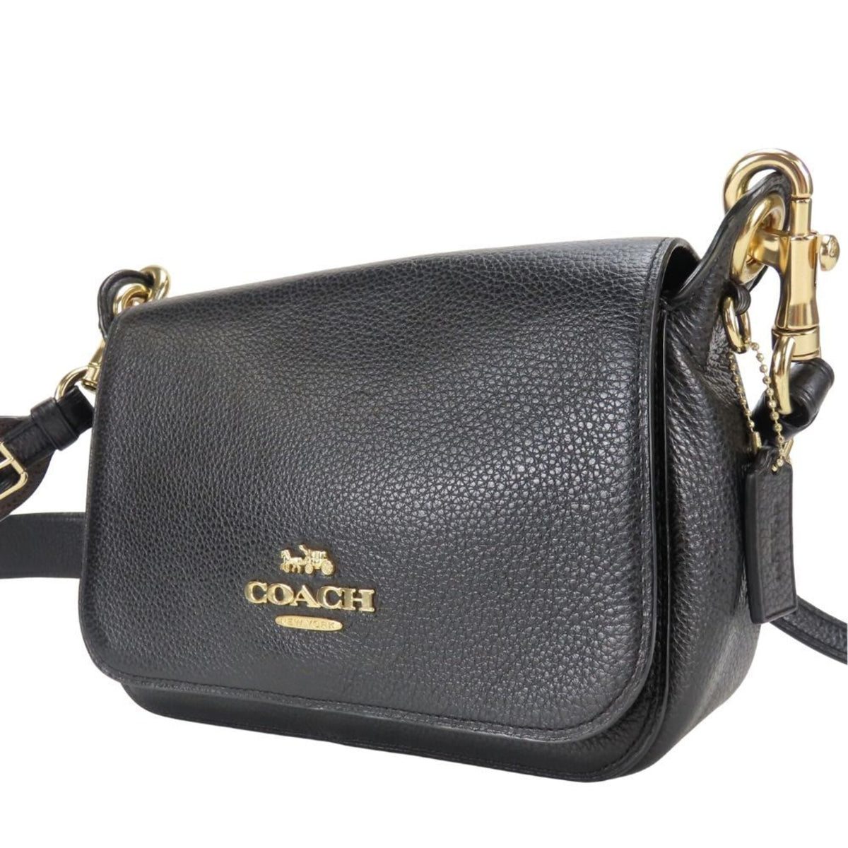 Coach Signature Black Dark Brown Leather Pvc Shoulder Bag (Pre-Owned)