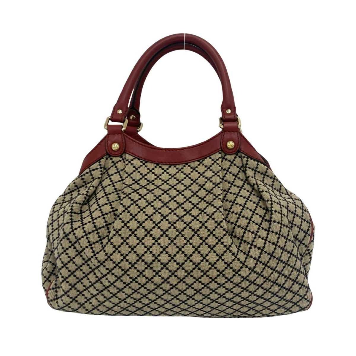 Gucci Beige Red Color Canvas Leather Handbag Tote Bag (Pre-Owned)