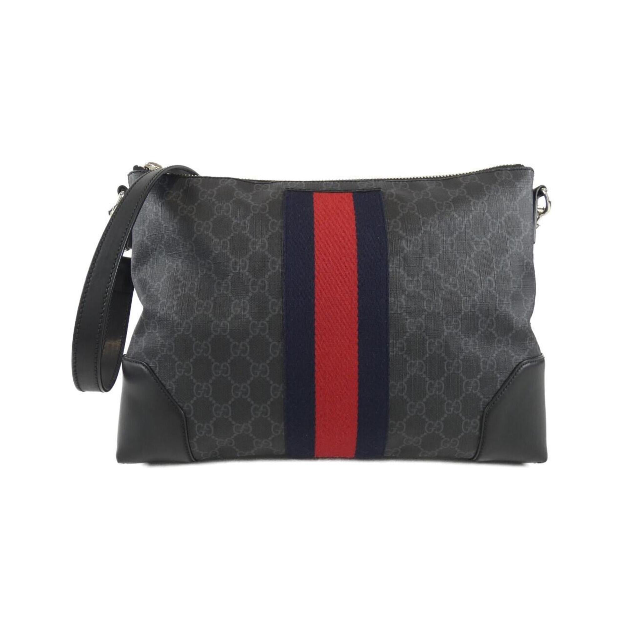 Gucci Black Gray Gg Supreme Canvas Shoulder Bag (Pre-Owned)