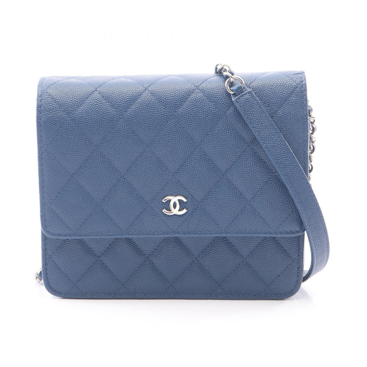 Chanel Blue Grained Calfskin Handbag Shoulder Bag (Pre-Owned)
