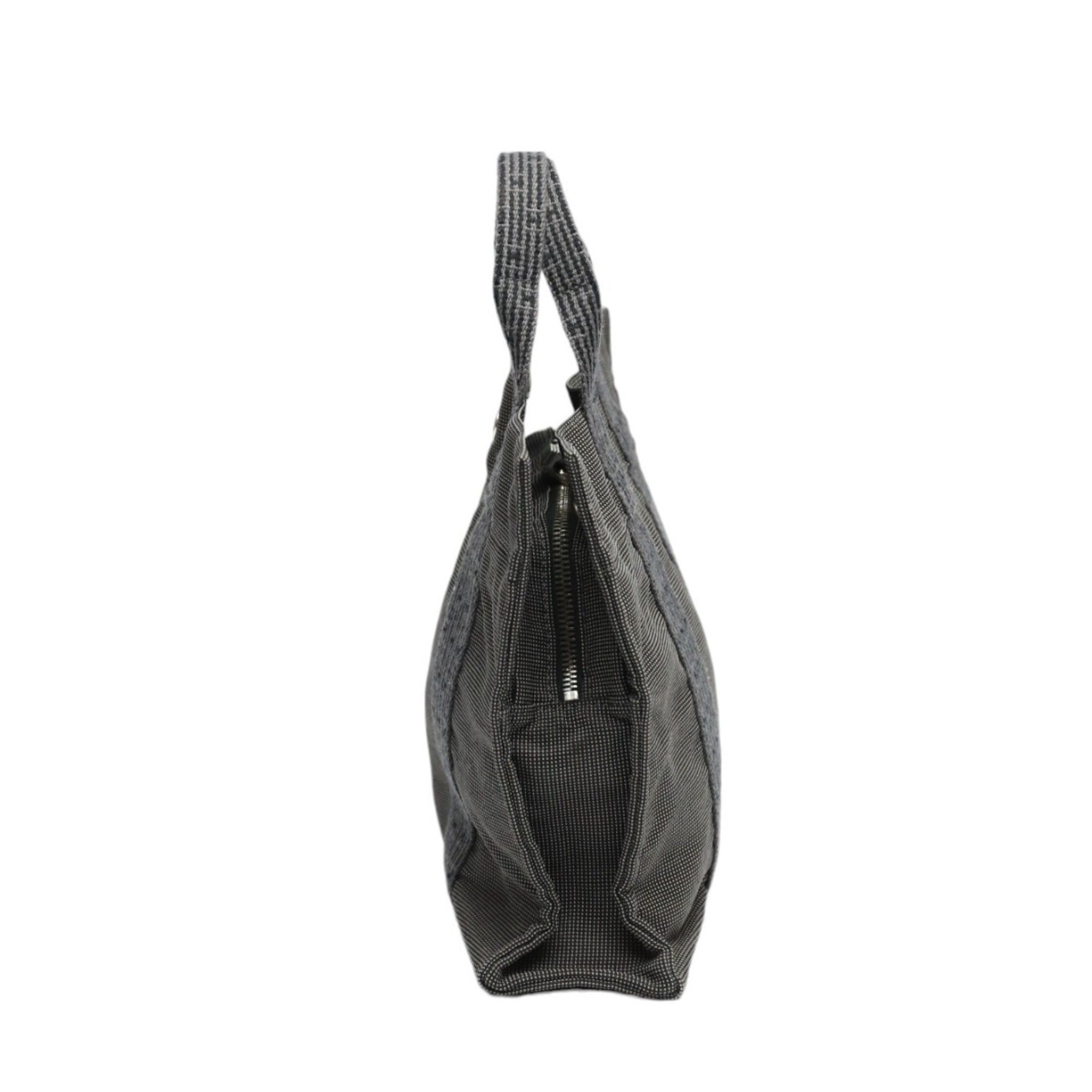 Hermes Gray Canvas Handbag (Pre-Owned)