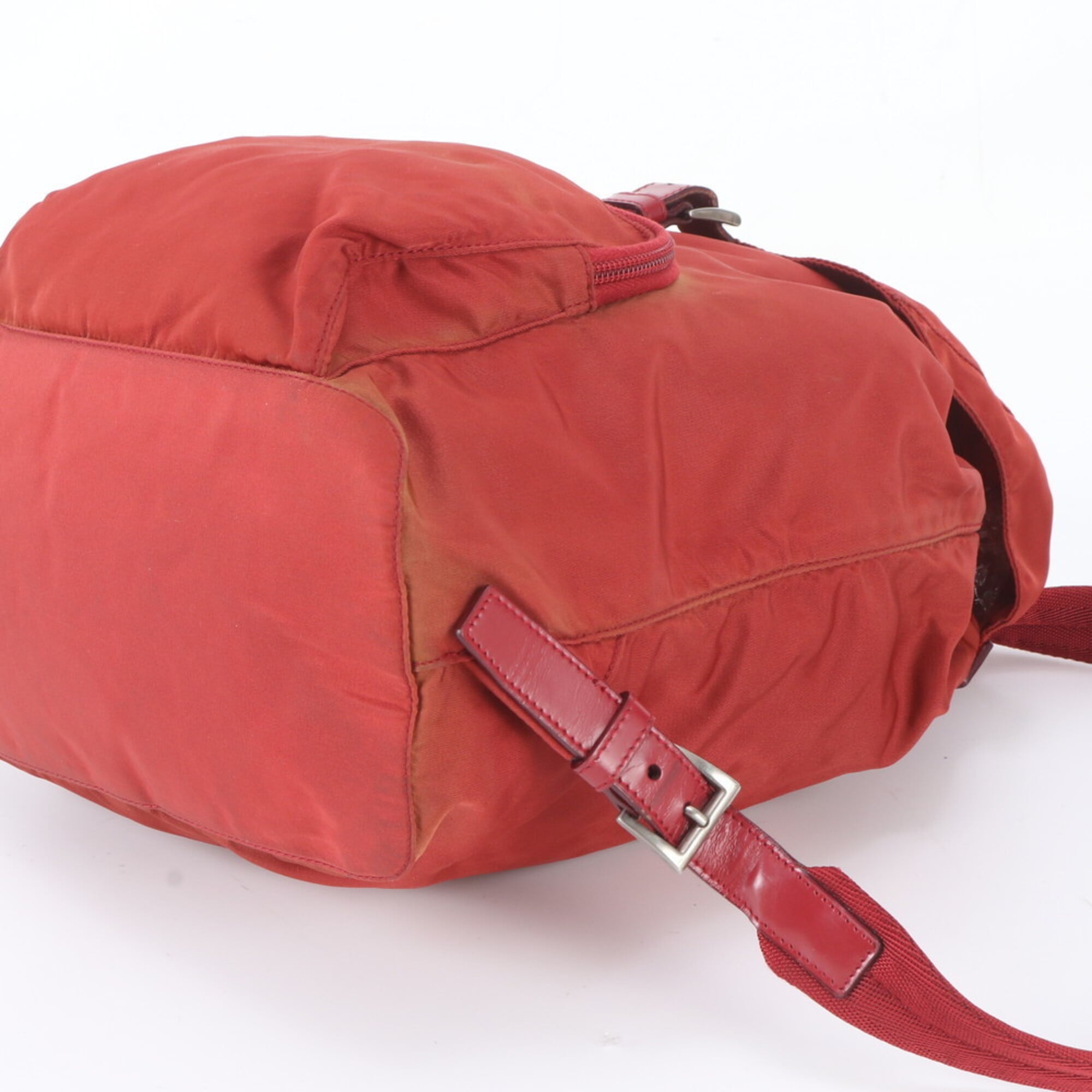 Prada Red Color Nylon Leather Backpack (Pre-Owned)