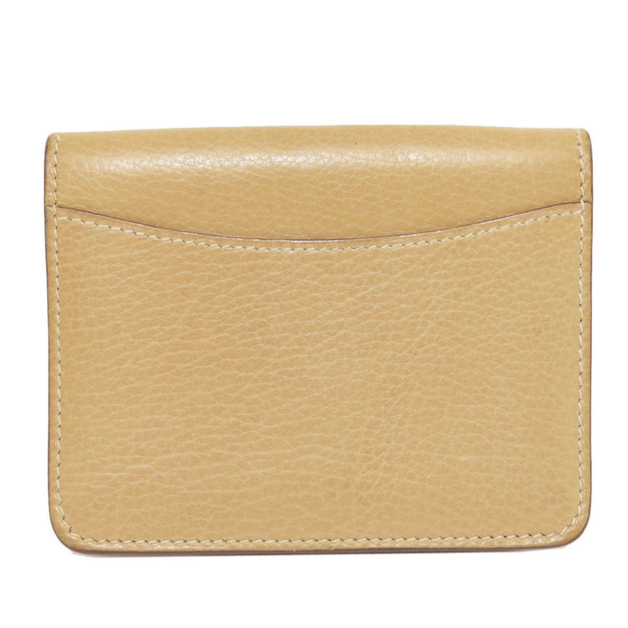 Hermes Beige Leather Coin Purse/Coin Case (Pre-Owned)