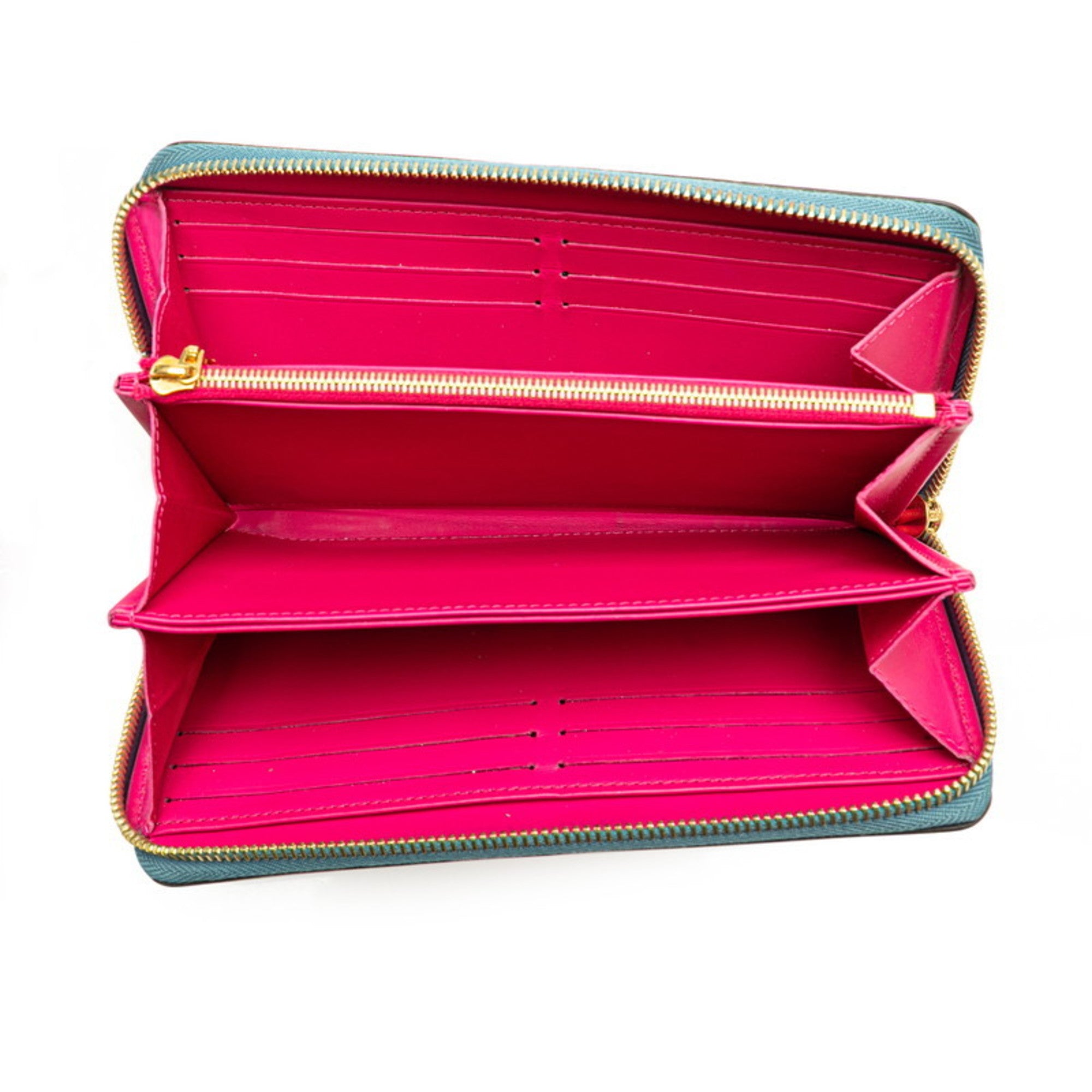 Louis Vuitton Blue Multi-Color Pink Patent Leather Long Wallet (Bi-Fold) (Pre-Owned)