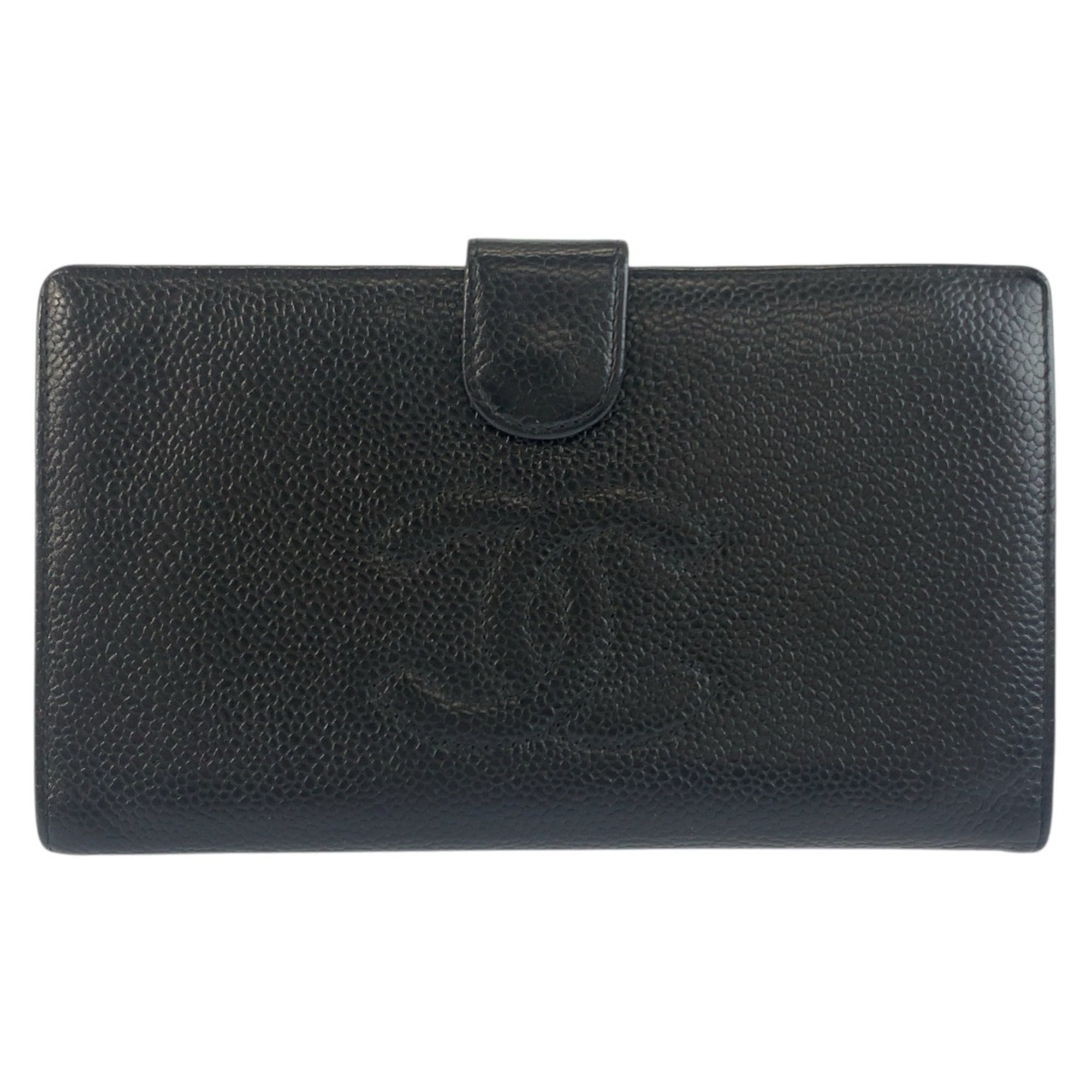 Chanel Black Leather Long Wallet (Bi-Fold) (Pre-Owned)