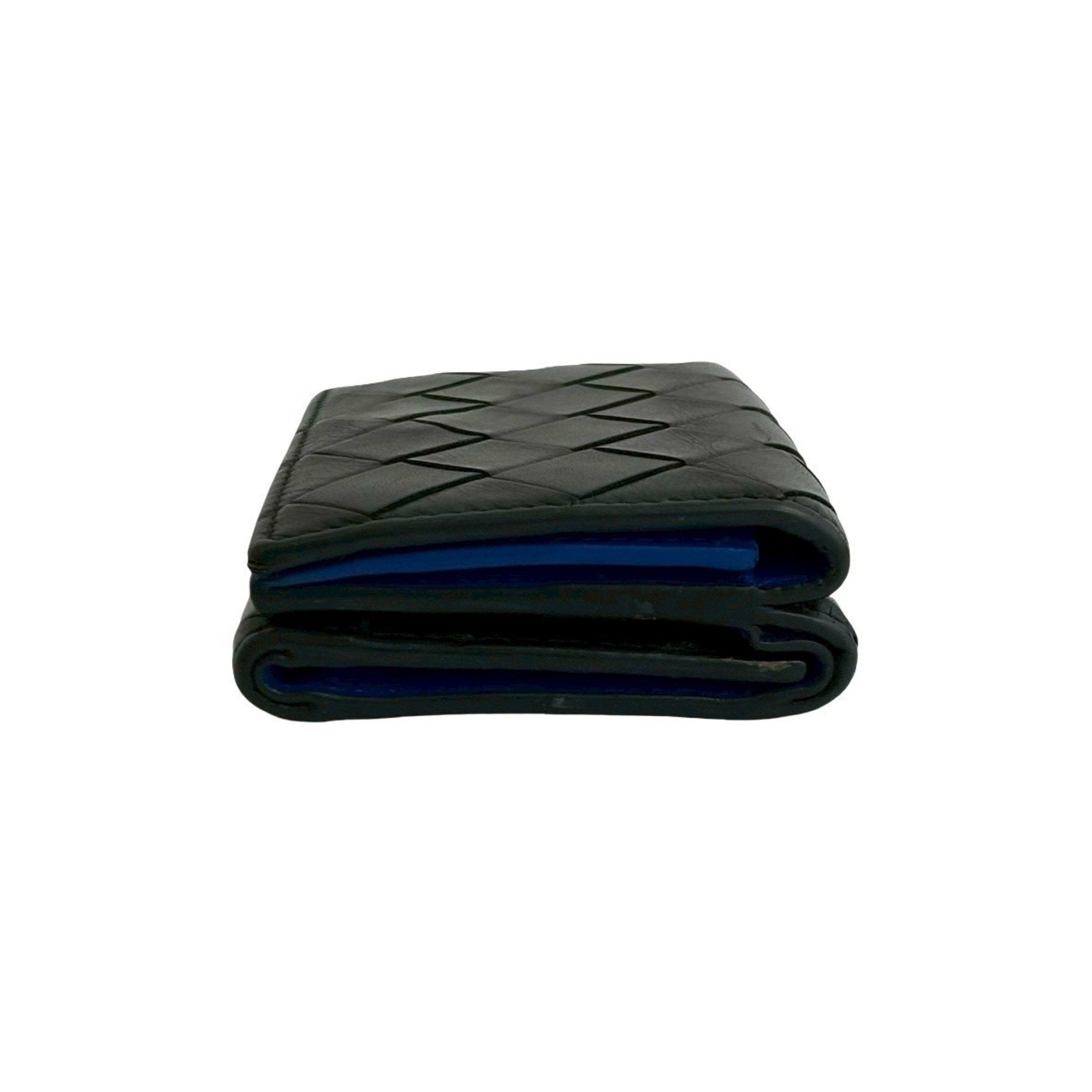 Bottega Veneta Black Blue Leather Wallet (Tri-Fold) (Pre-Owned)