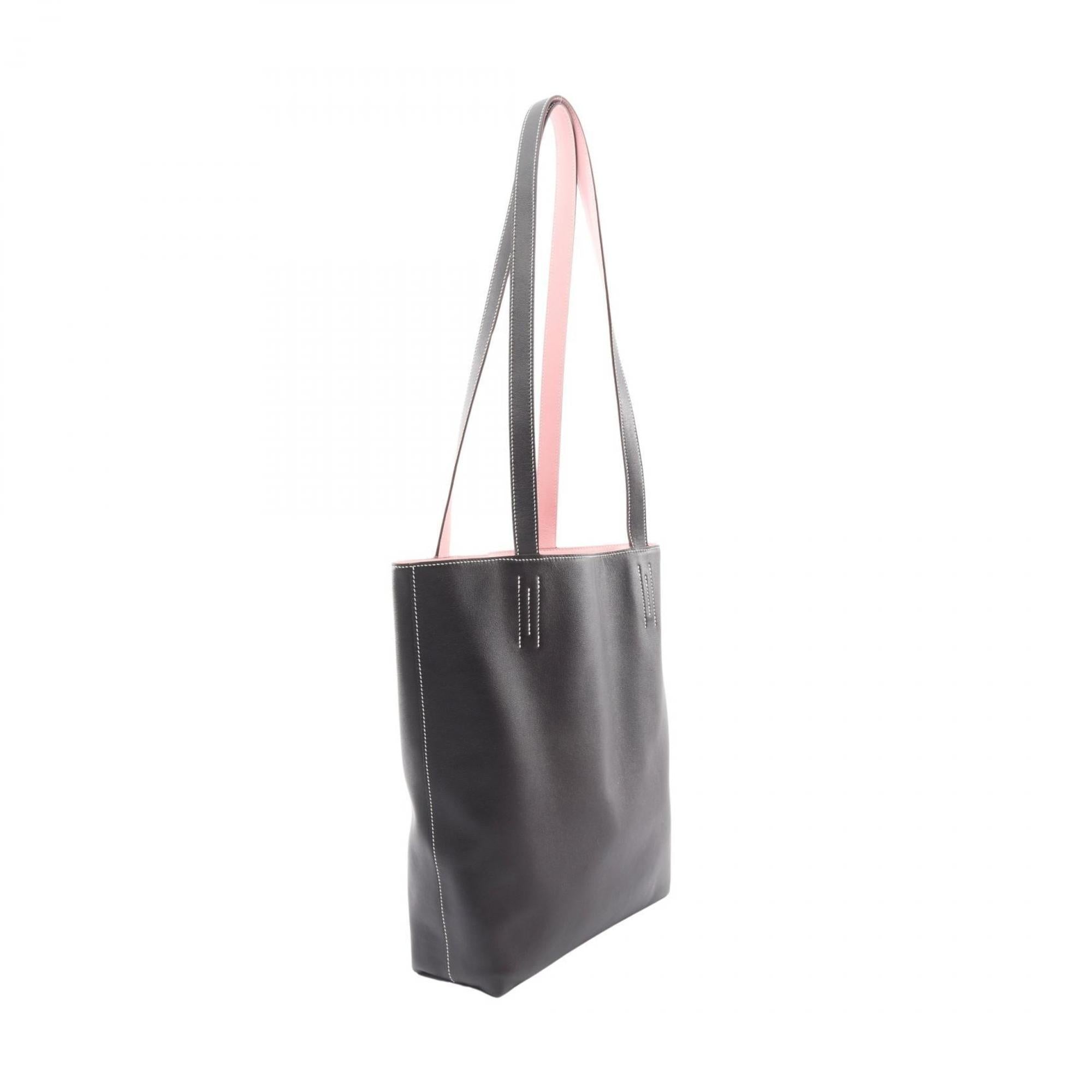 Hermes Black Ebene Pink Leather Tote Bag (Pre-Owned)