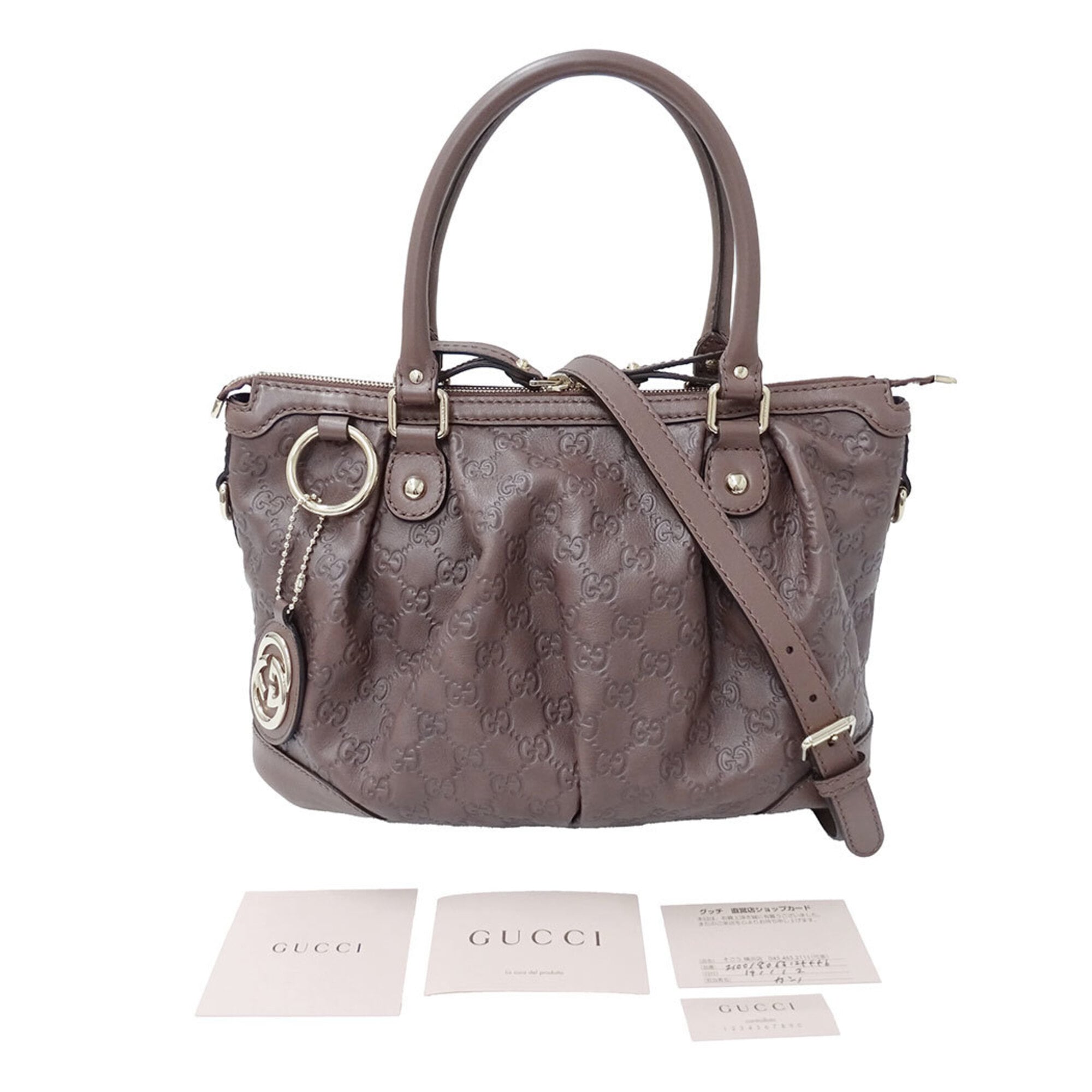 Gucci Brown Leather Handbag Shoulder Bag (Pre-Owned)