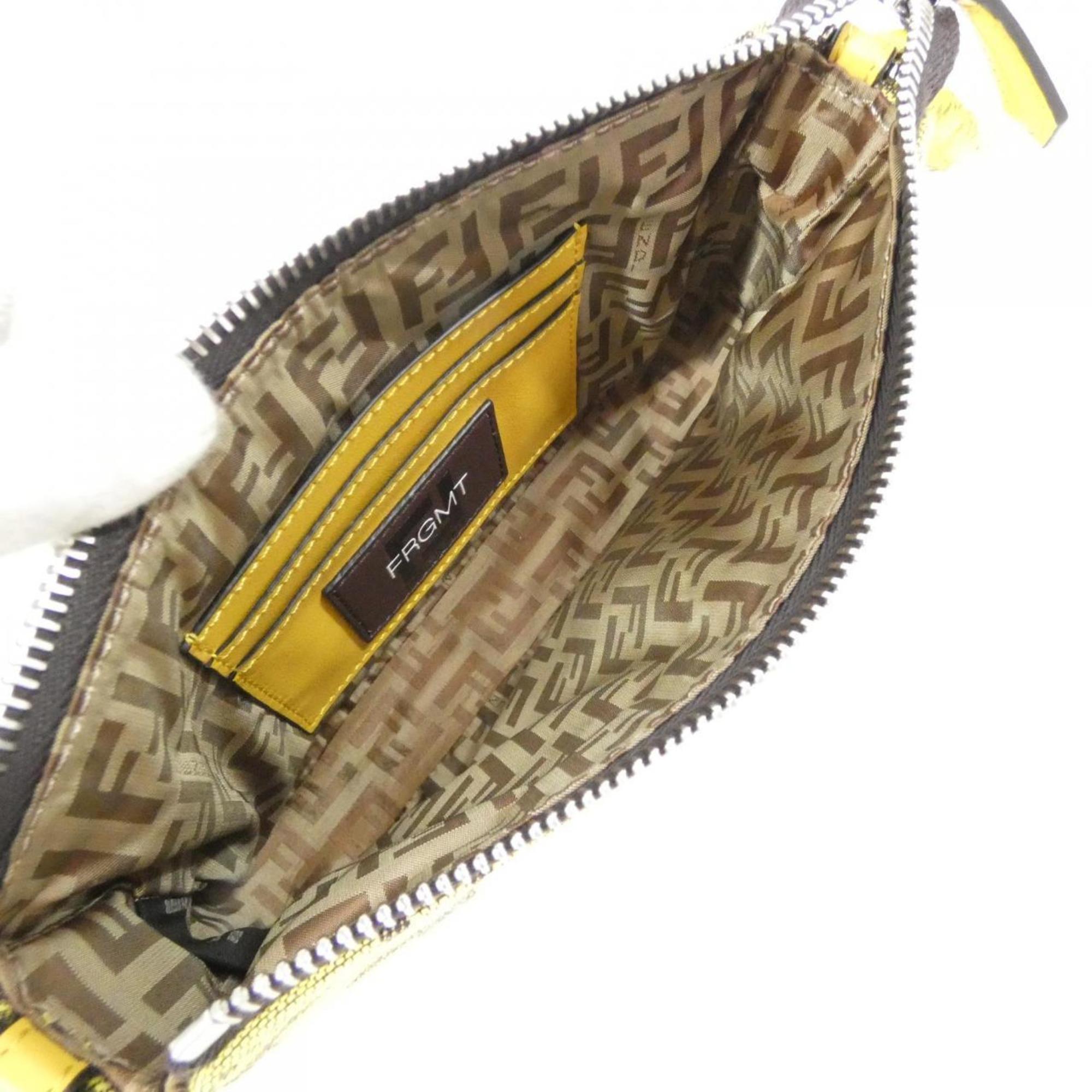 Fendi Yellow Canvas Handbag Pouch Shoulder Bag (Pre-Owned)