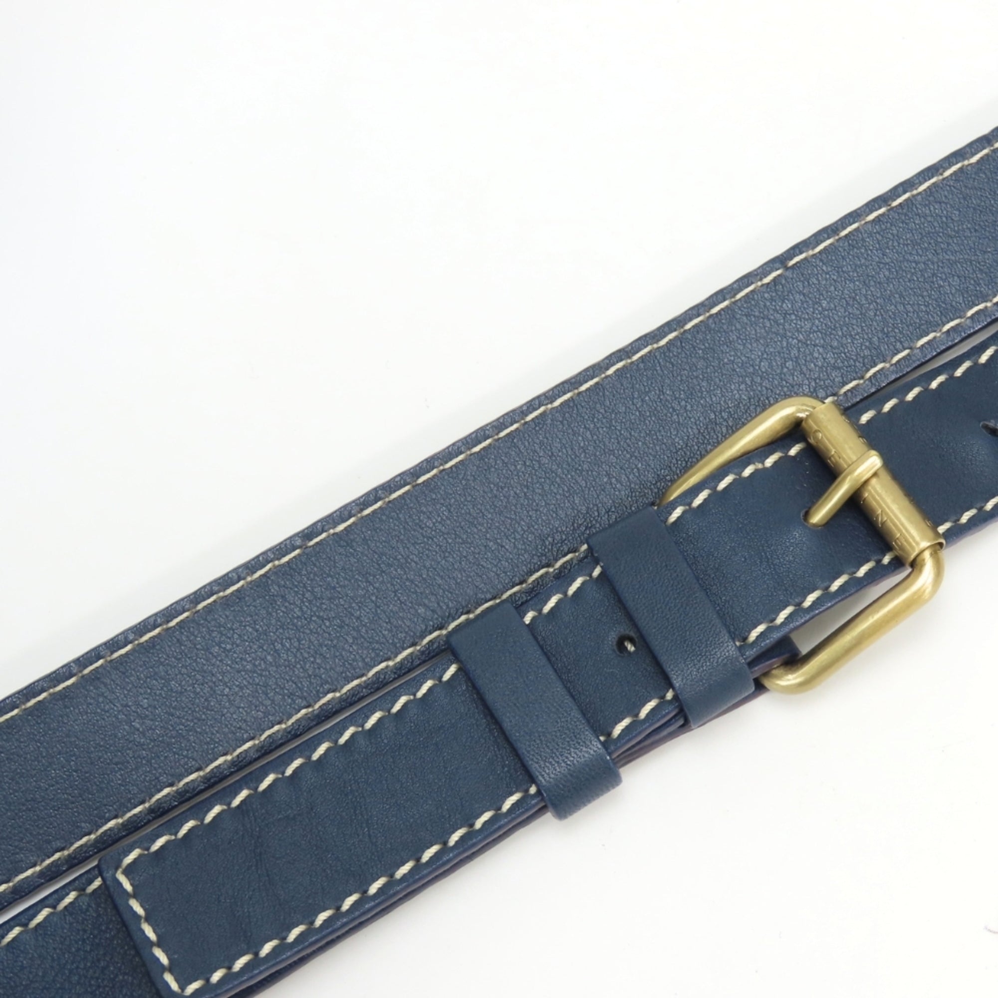 Celine Macadam Navy Canvas Leather Shoulder Bag (Pre-Owned)