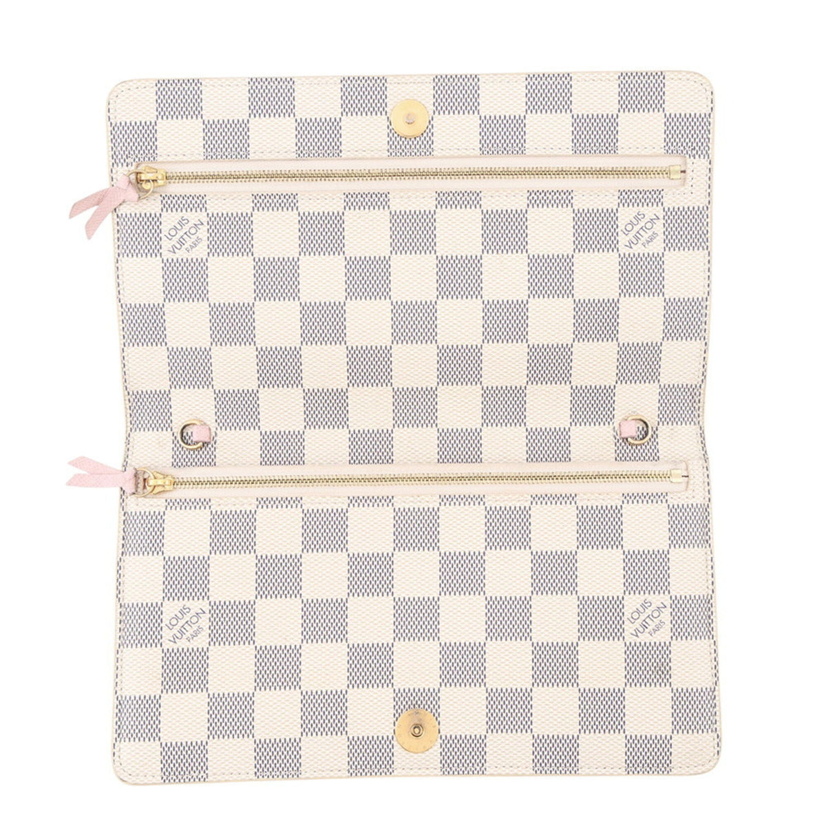 Louis Vuitton Damier Azur Rose Ballerine Damier Azur Chain/Shoulder Wallet (Pre-Owned)