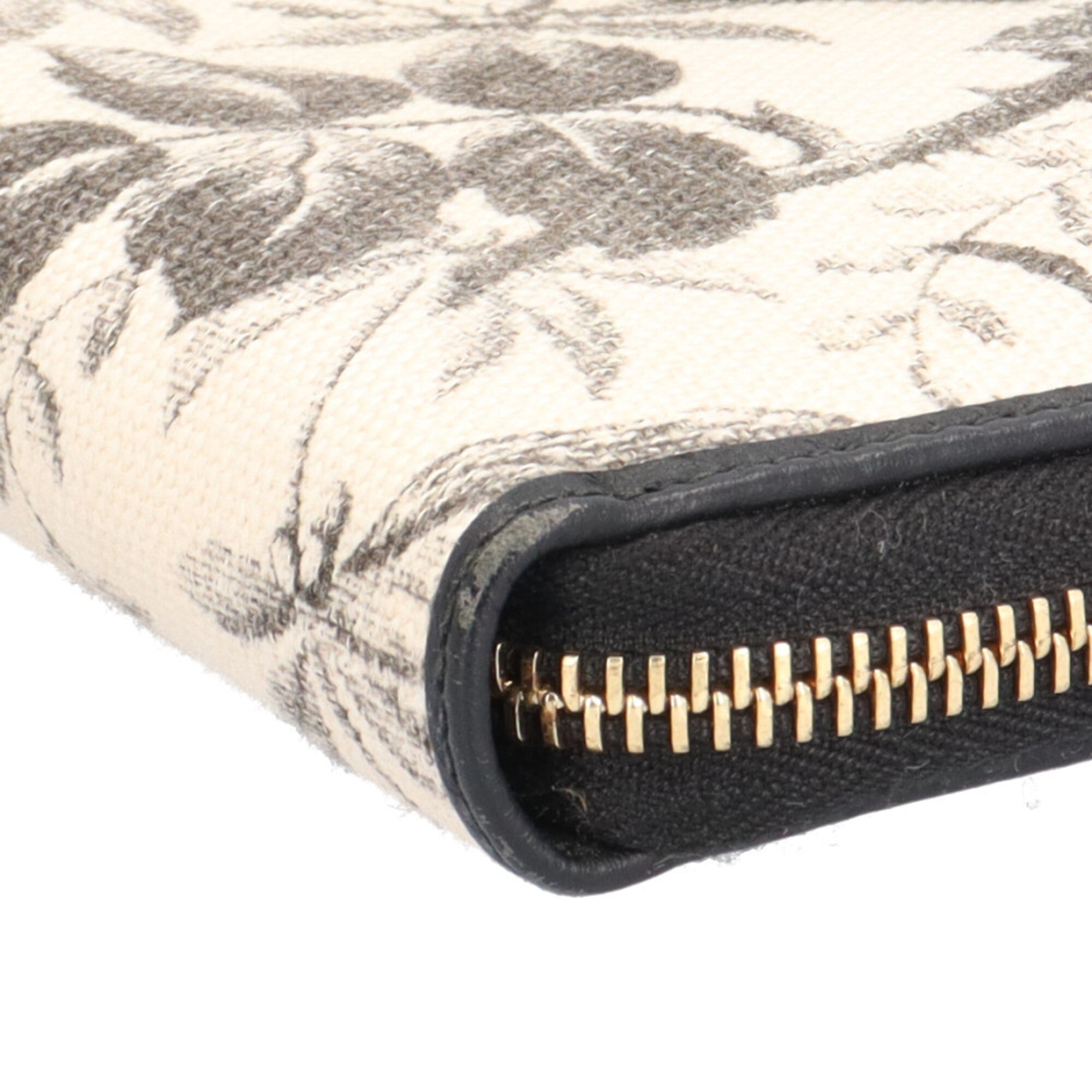 Gucci Beige Black Canvas Long Wallet (Bi-Fold) (Pre-Owned)