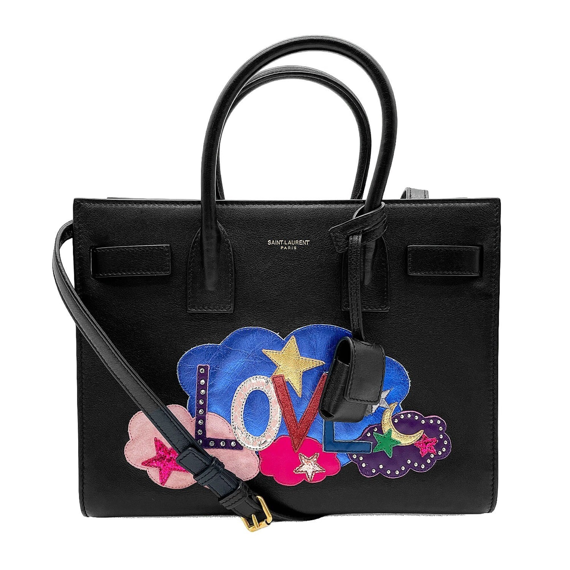 Saint Laurent Black Leather Metal Handbag Shoulder Bag (Pre-Owned)