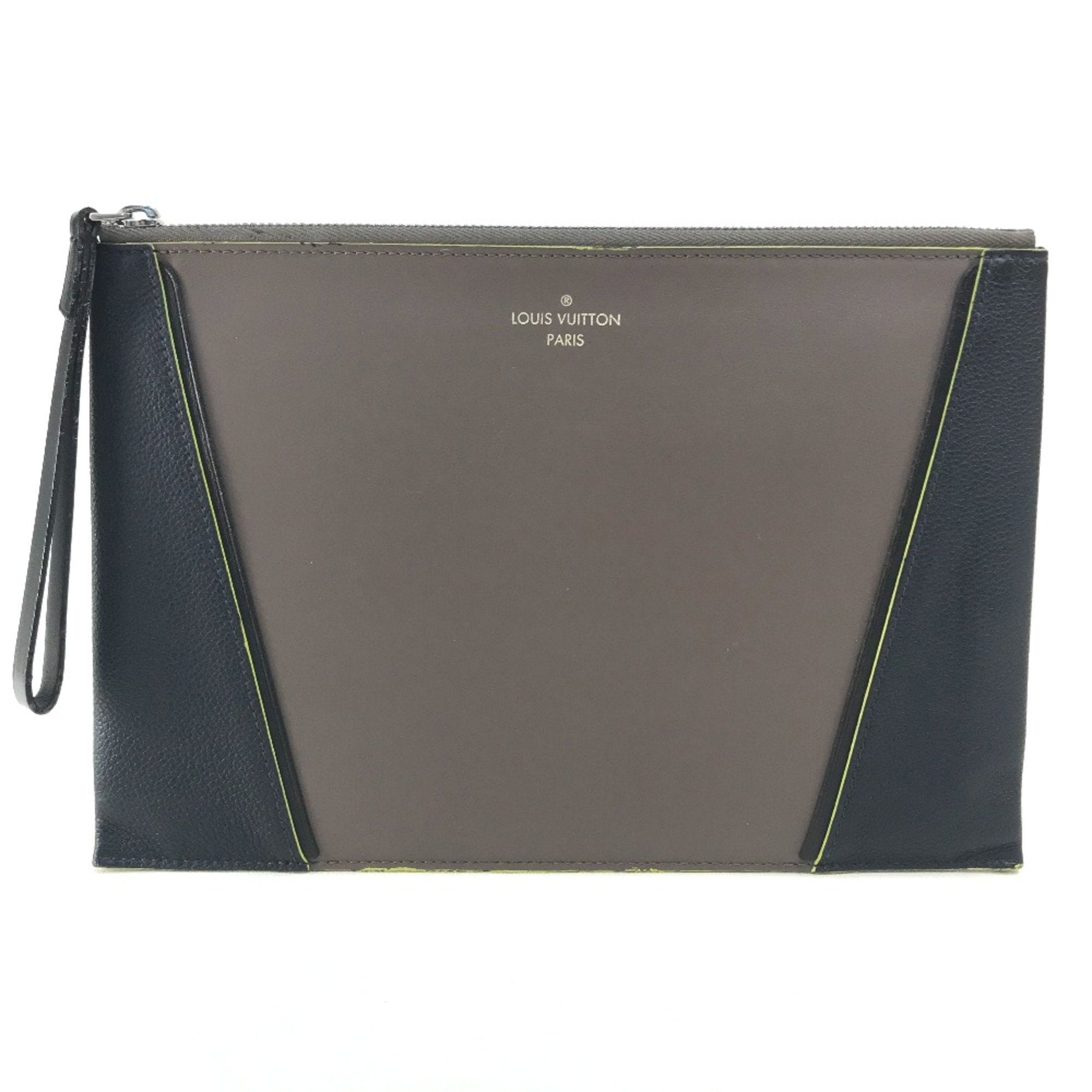 Louis Vuitton Gray Leather Clutch Bag (Pre-Owned)