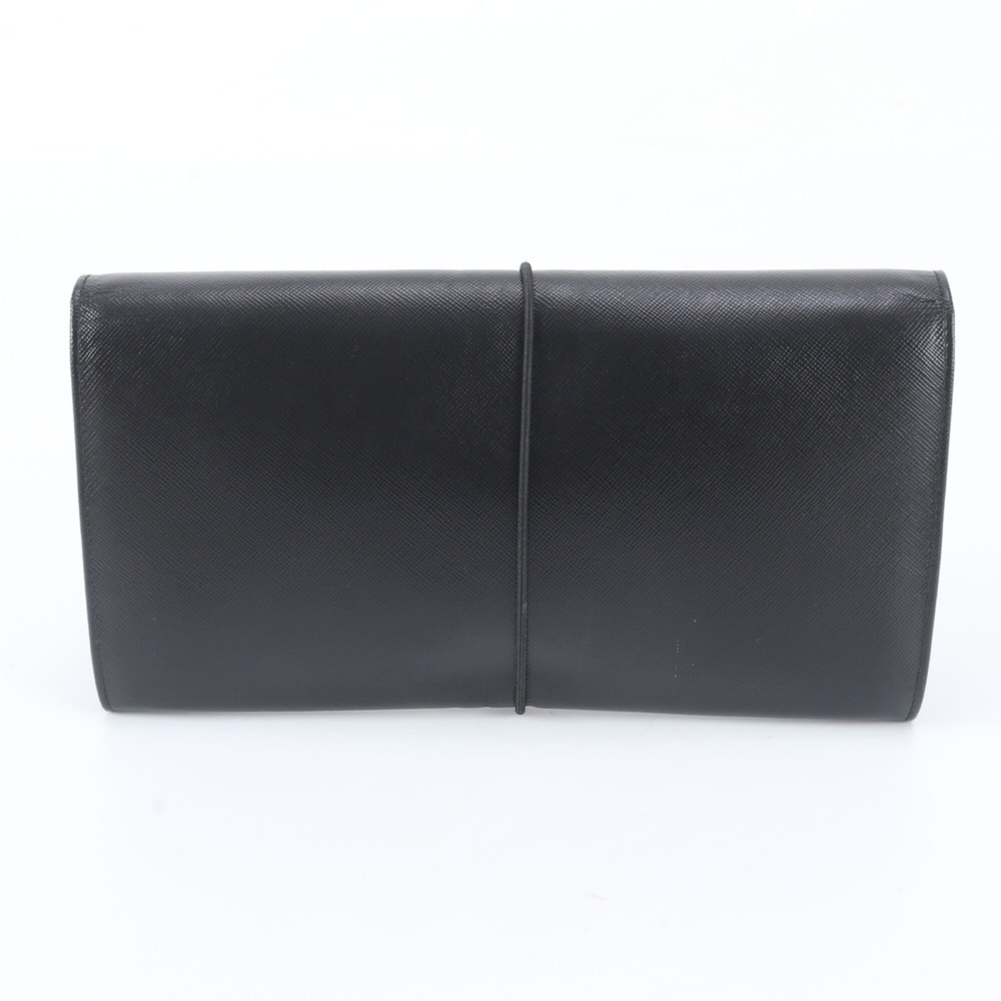 Prada Black Leather Clutch Bag Handbag Pouch (Pre-Owned)