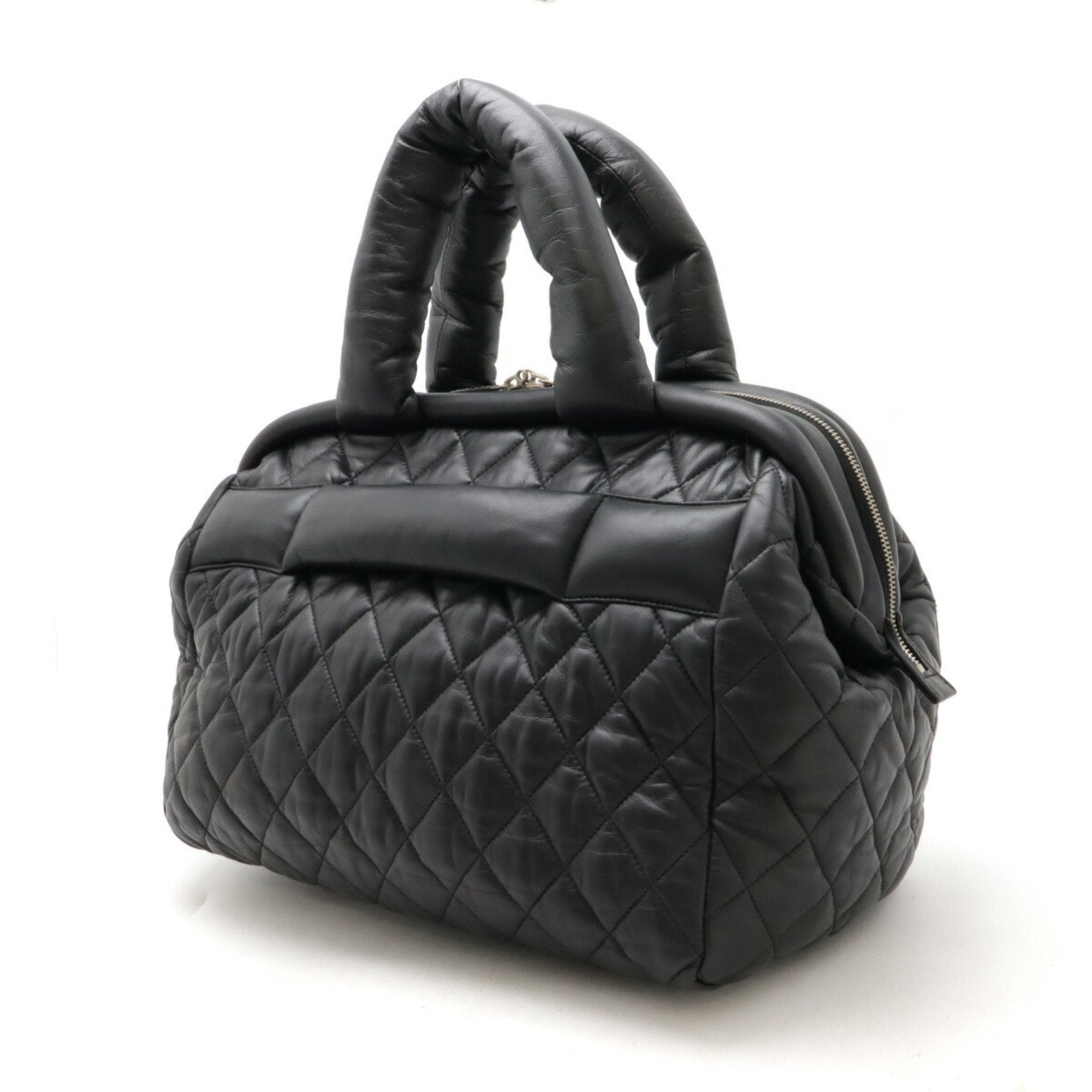 Chanel Black Bordeaux Leather Boston Bag Handbag Tote Bag (Pre-Owned)