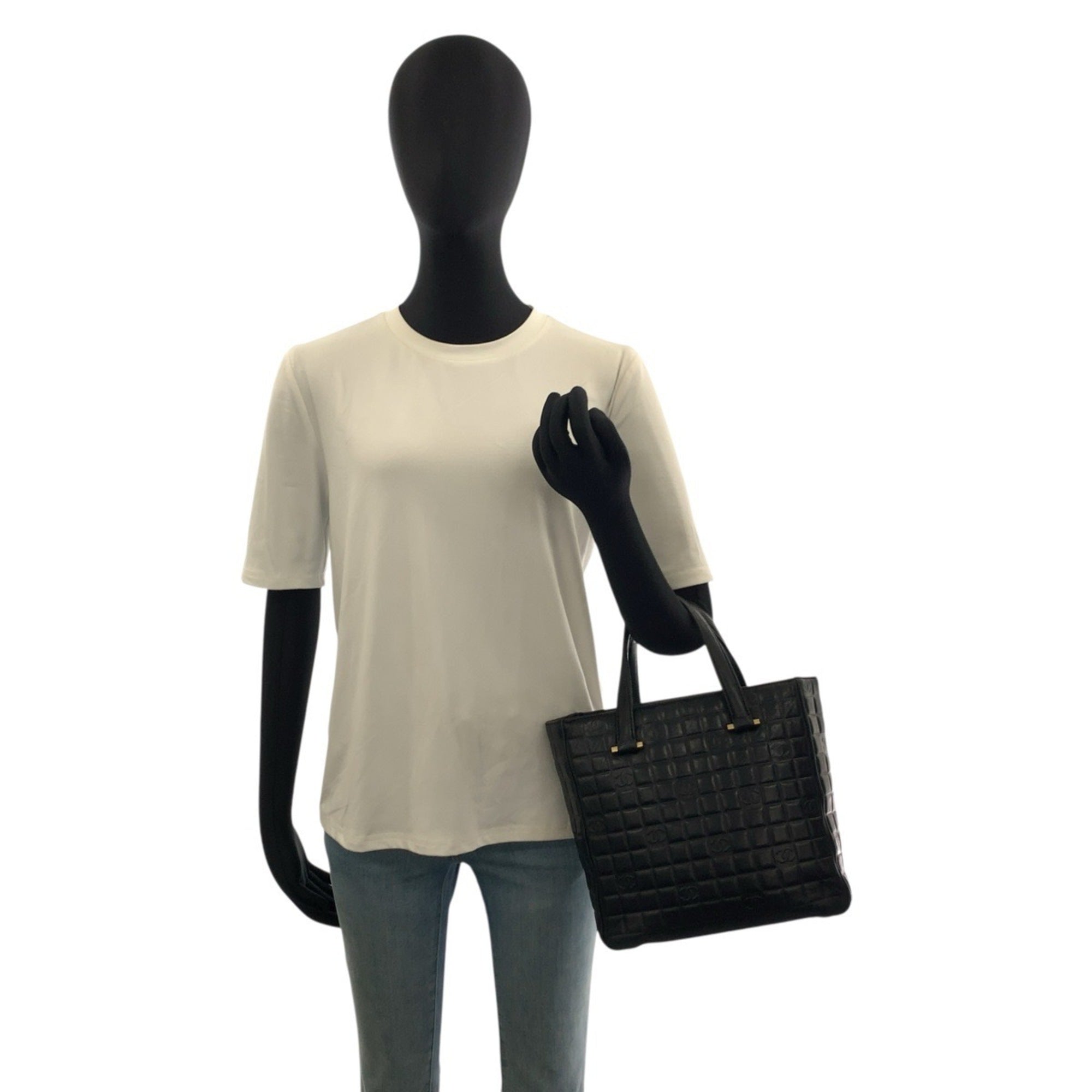 Chanel Black Leather Handbag Tote Bag (Pre-Owned)