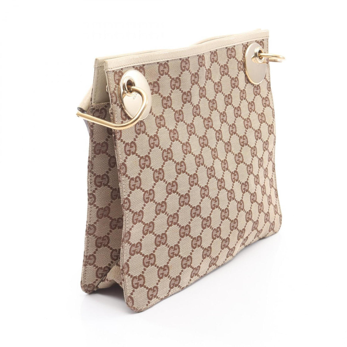 Gucci Beige Brown Gg Canvas Leather Handbag Shoulder Bag (Pre-Owned)