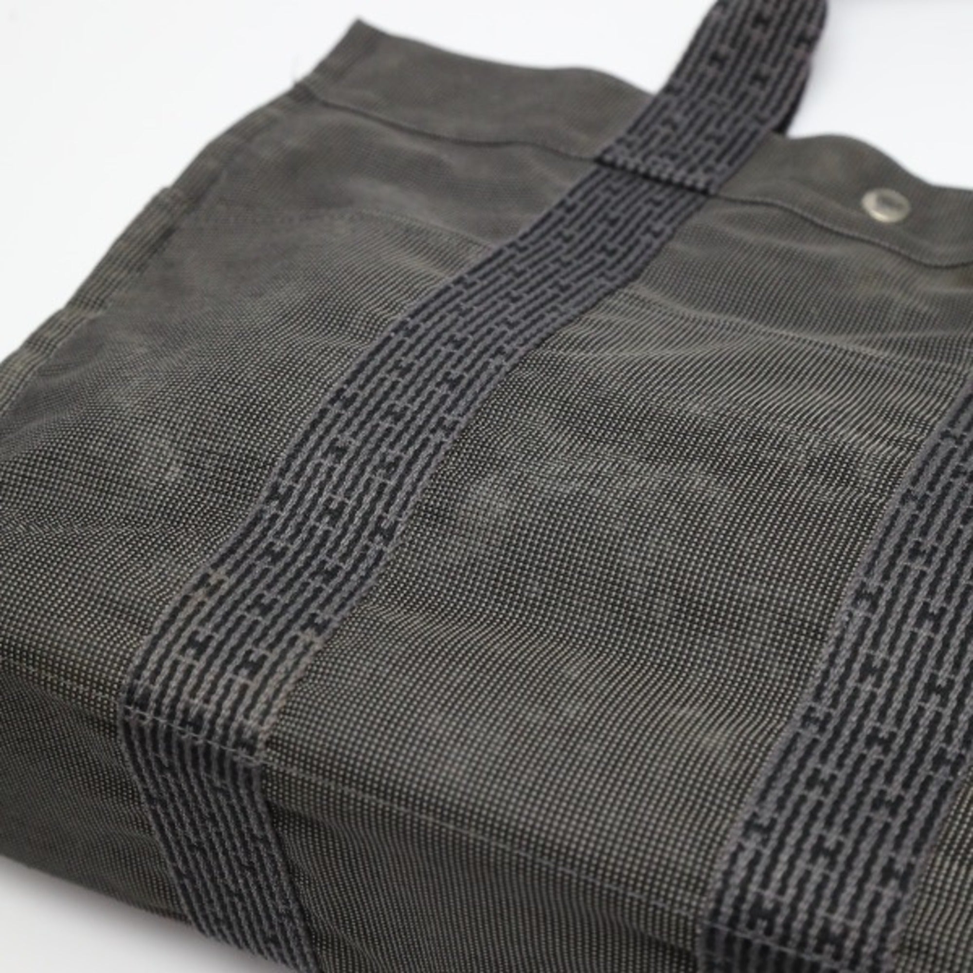 Hermes Gray Canvas Tote Bag (Pre-Owned)