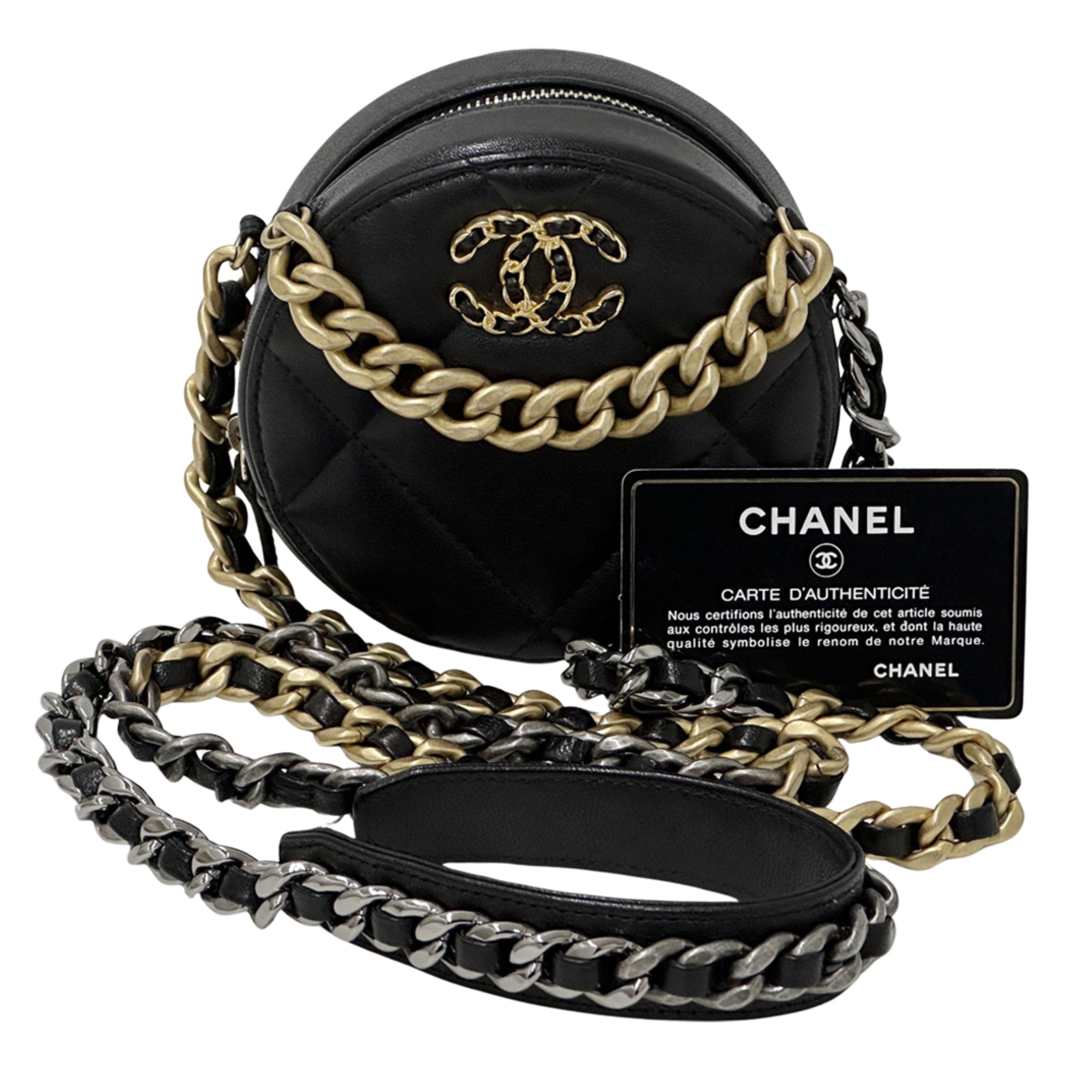 Chanel Black Leather Handbag Shoulder Bag (Pre-Owned)