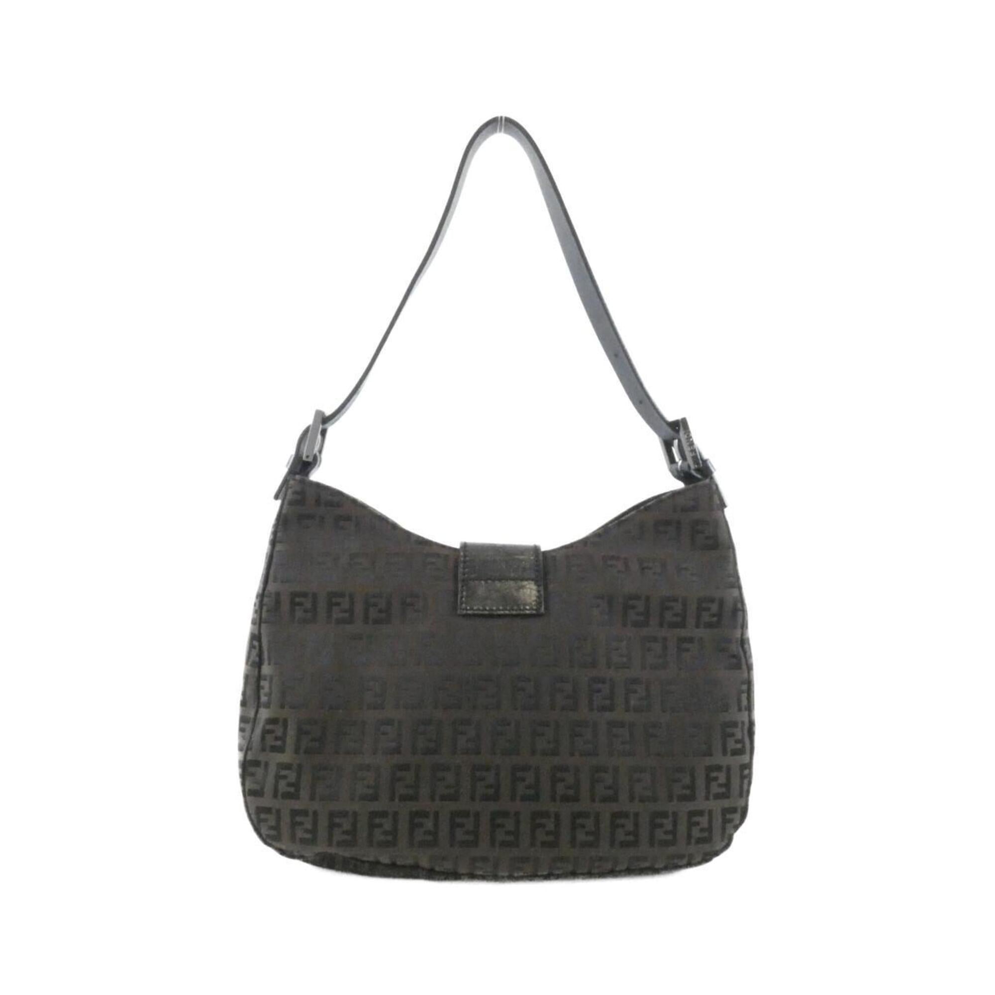 Fendi Black Brown Canvas Shoulder Bag (Pre-Owned)