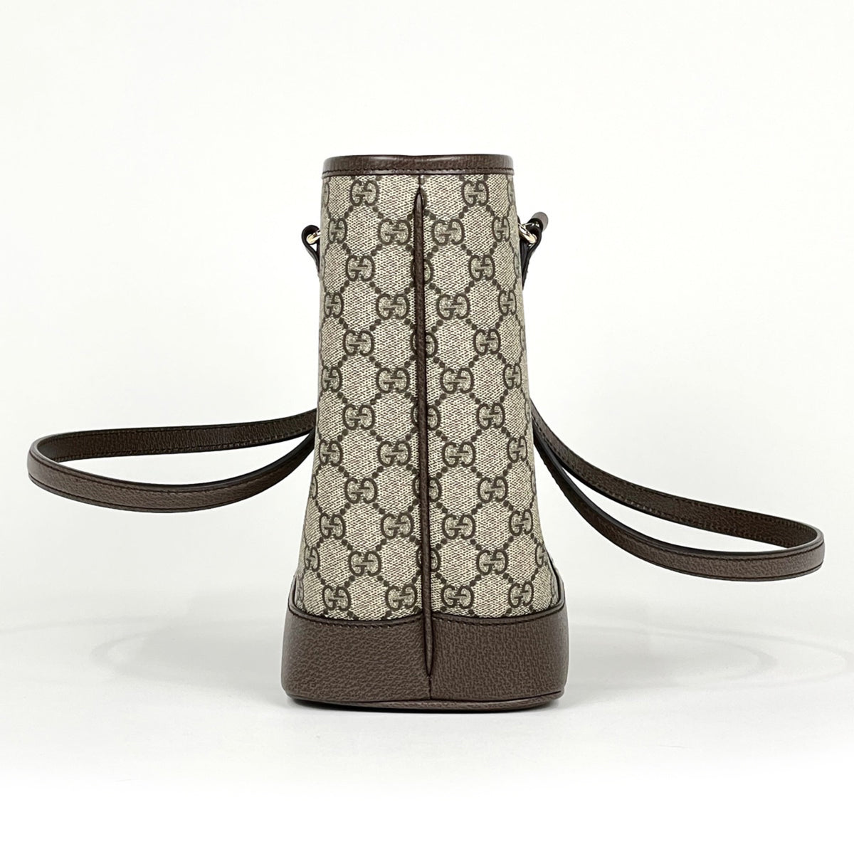 Gucci Beige Brown Coated Canvas Leather Tote Bag (Pre-Owned)