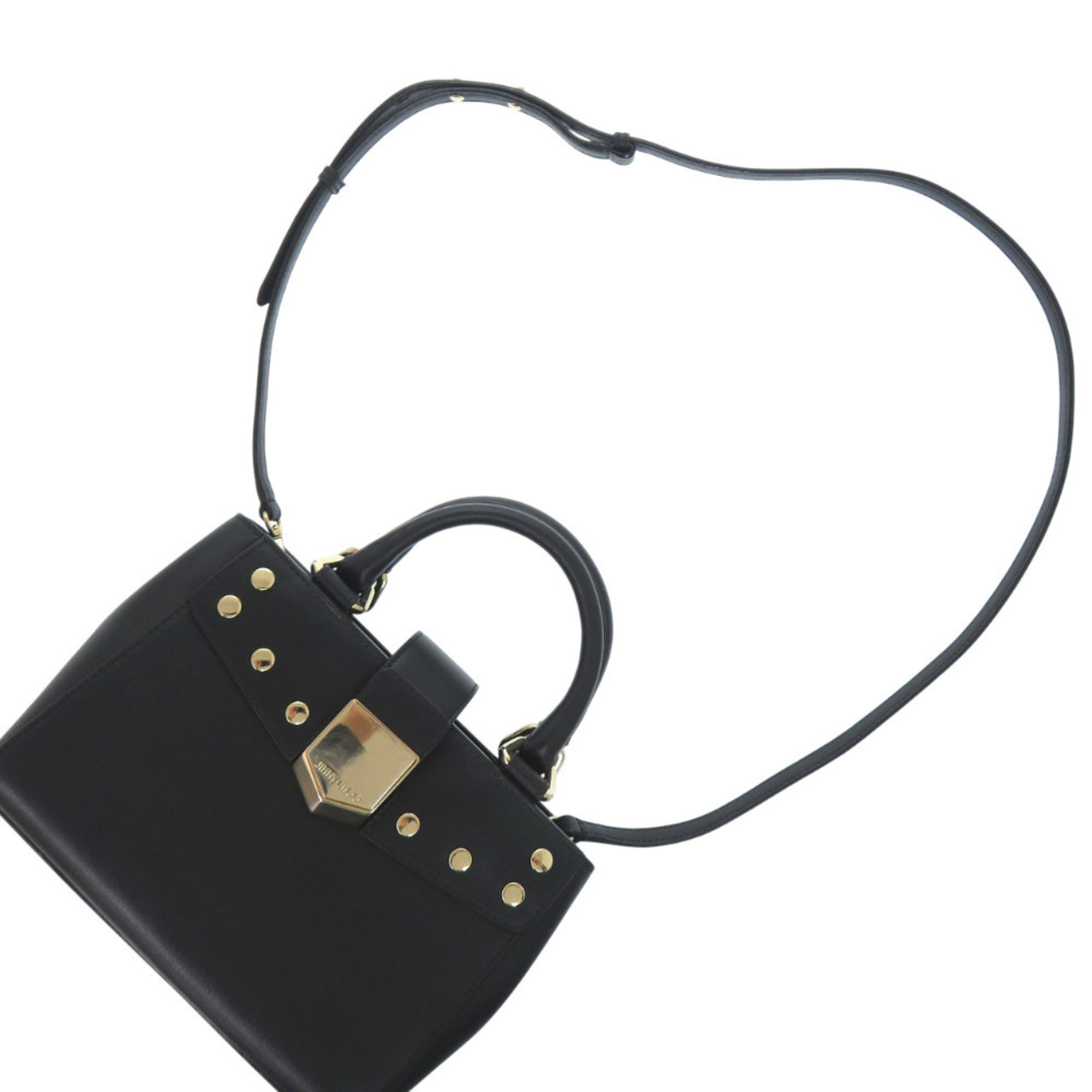 Jimmy Choo Black Leather Handbag Shoulder Bag (Pre-Owned)