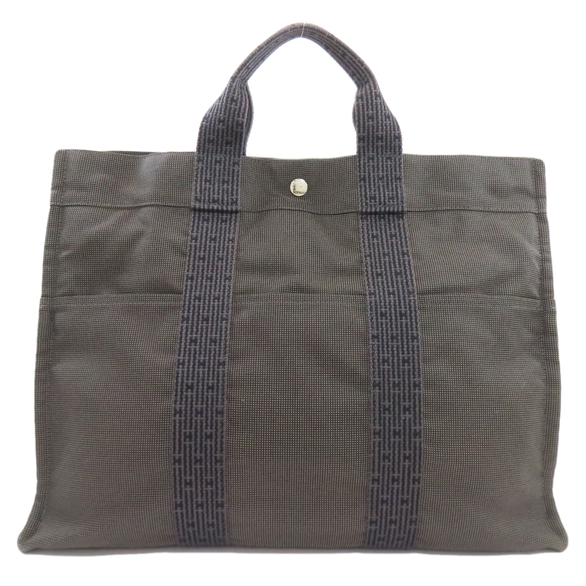 Hermes Gray Canvas Handbag (Pre-Owned)