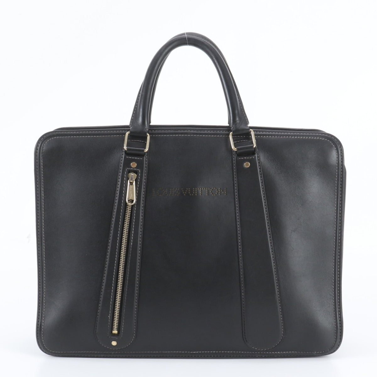 Louis Vuitton Noir Leather Briefcase (Pre-Owned)