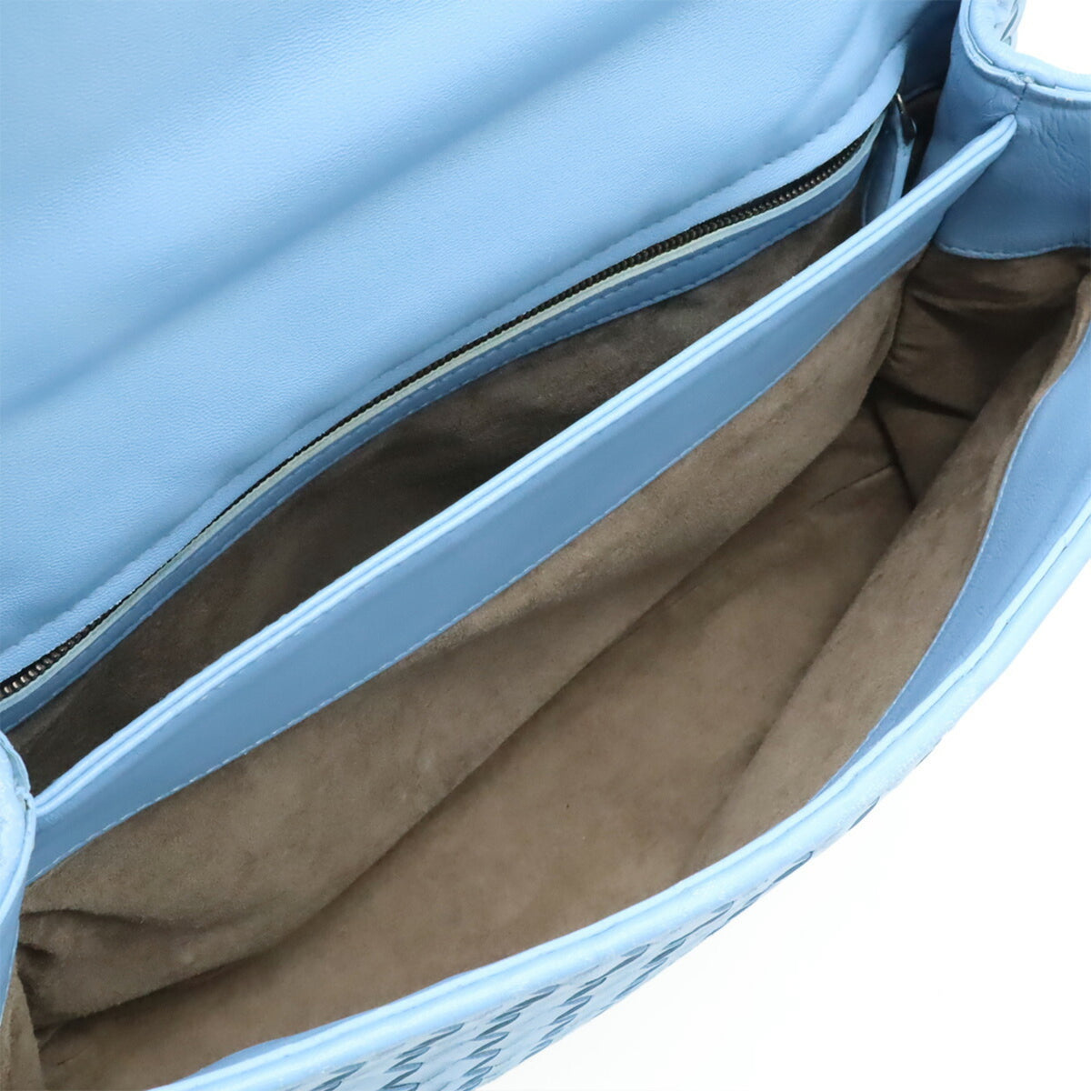 Bottega Veneta Intrecciato Light Blue Leather Shoulder Bag (Pre-Owned)