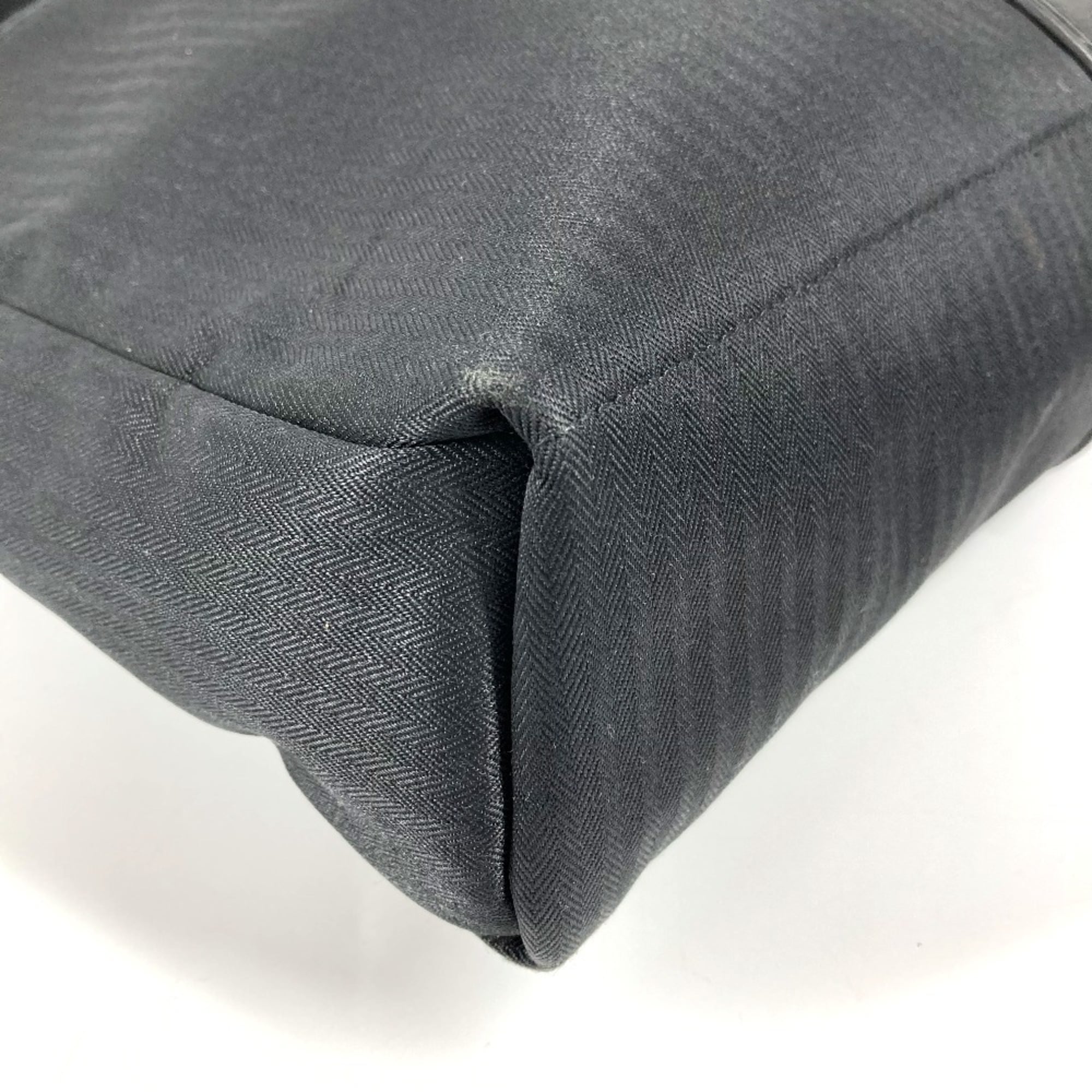 Hermes Acapulco Black Toile Chevron Leather Messenger Bag Shoulder Bag (Pre-Owned)