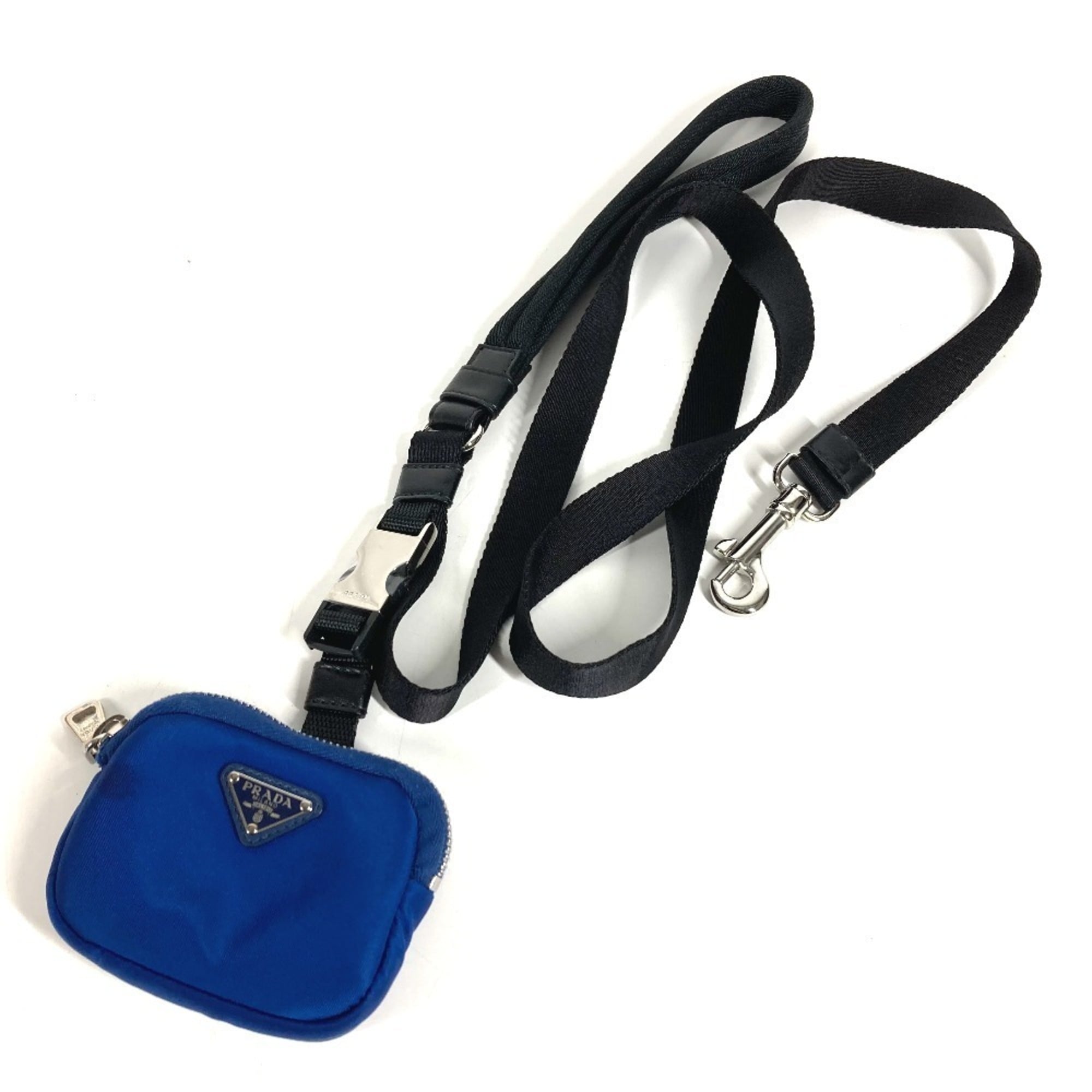 Prada Black Blue Nylon Handbag Pouch (Pre-Owned)