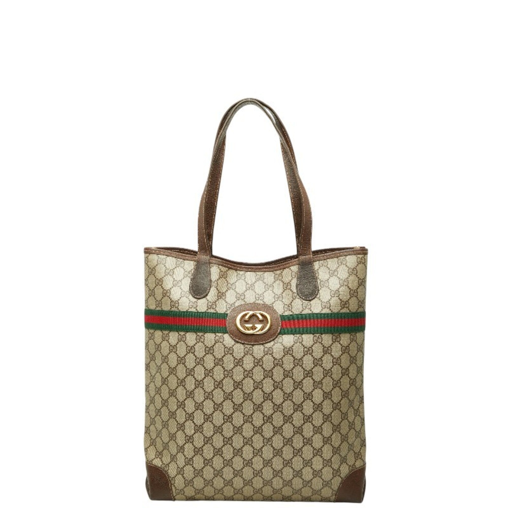 Gucci Beige Brown Pvc Leather Shoulder Bag Tote Bag (Pre-Owned)