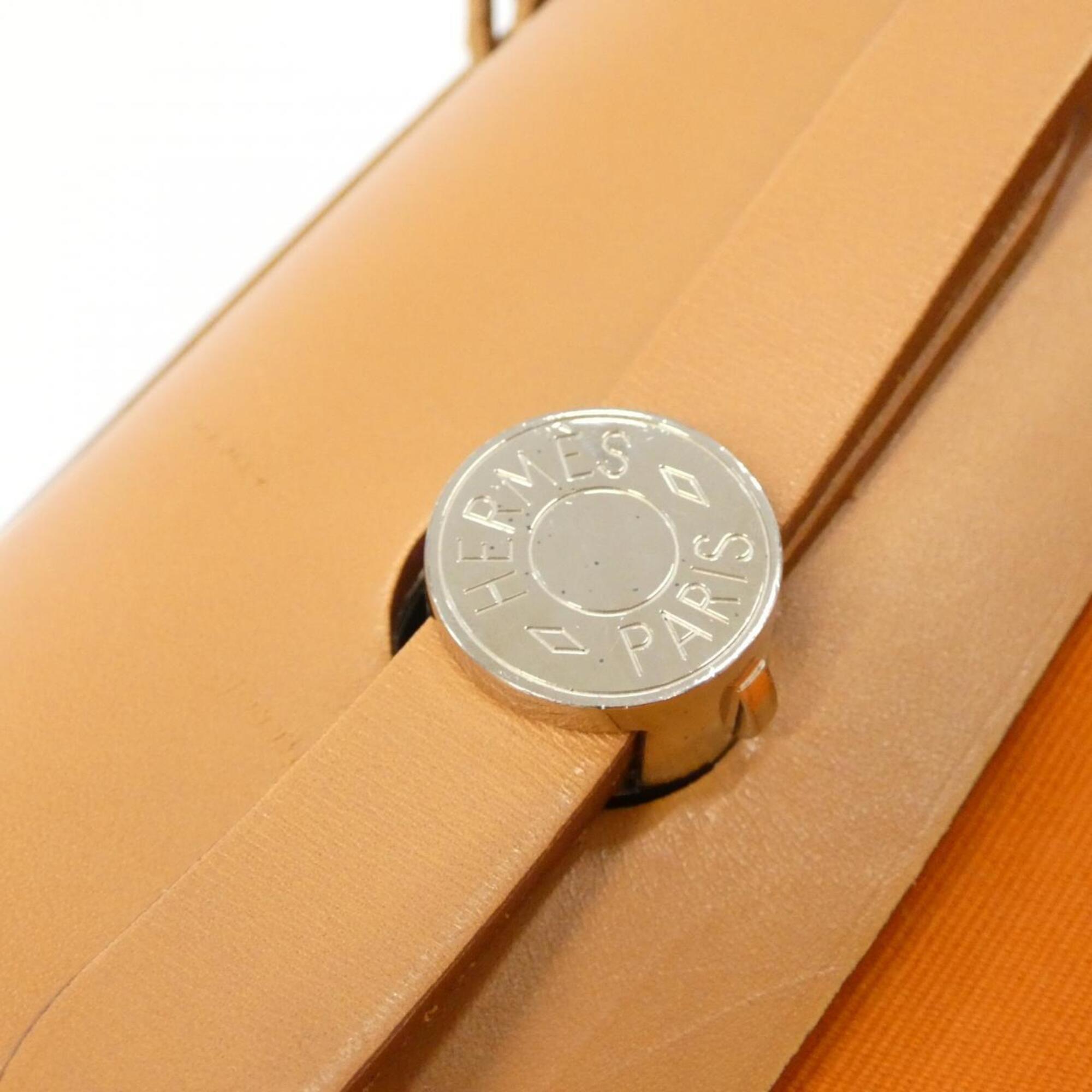 Hermes Feu Natural Toile Officier Handbag Pouch (Pre-Owned)
