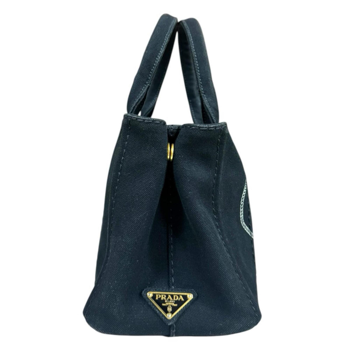 Prada Canapa Black Nero Canvas Shoulder Bag (Pre-Owned)