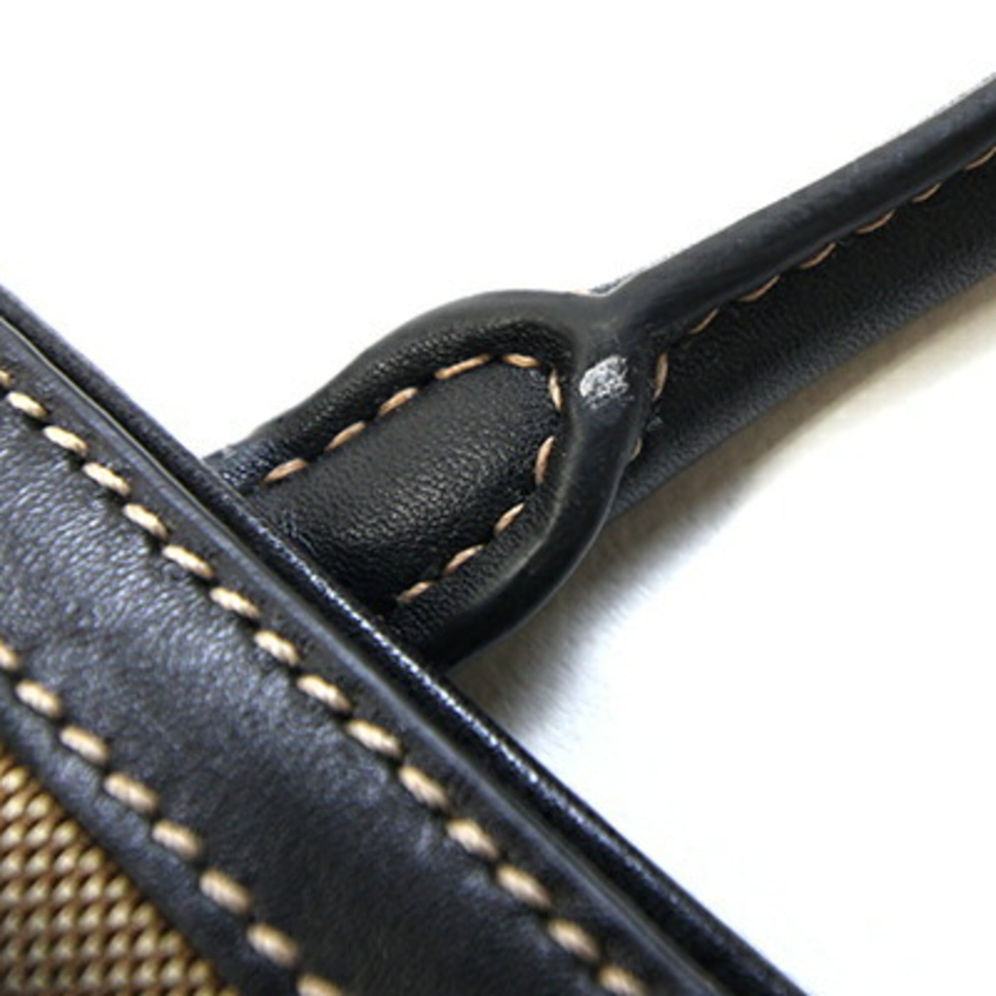 Prada Beige Brown Black Canvas Leather Tote Bag (Pre-Owned)