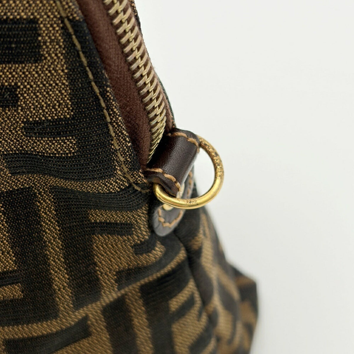 Fendi Brown Canvas Leather Shoulder Bag (Pre-Owned)