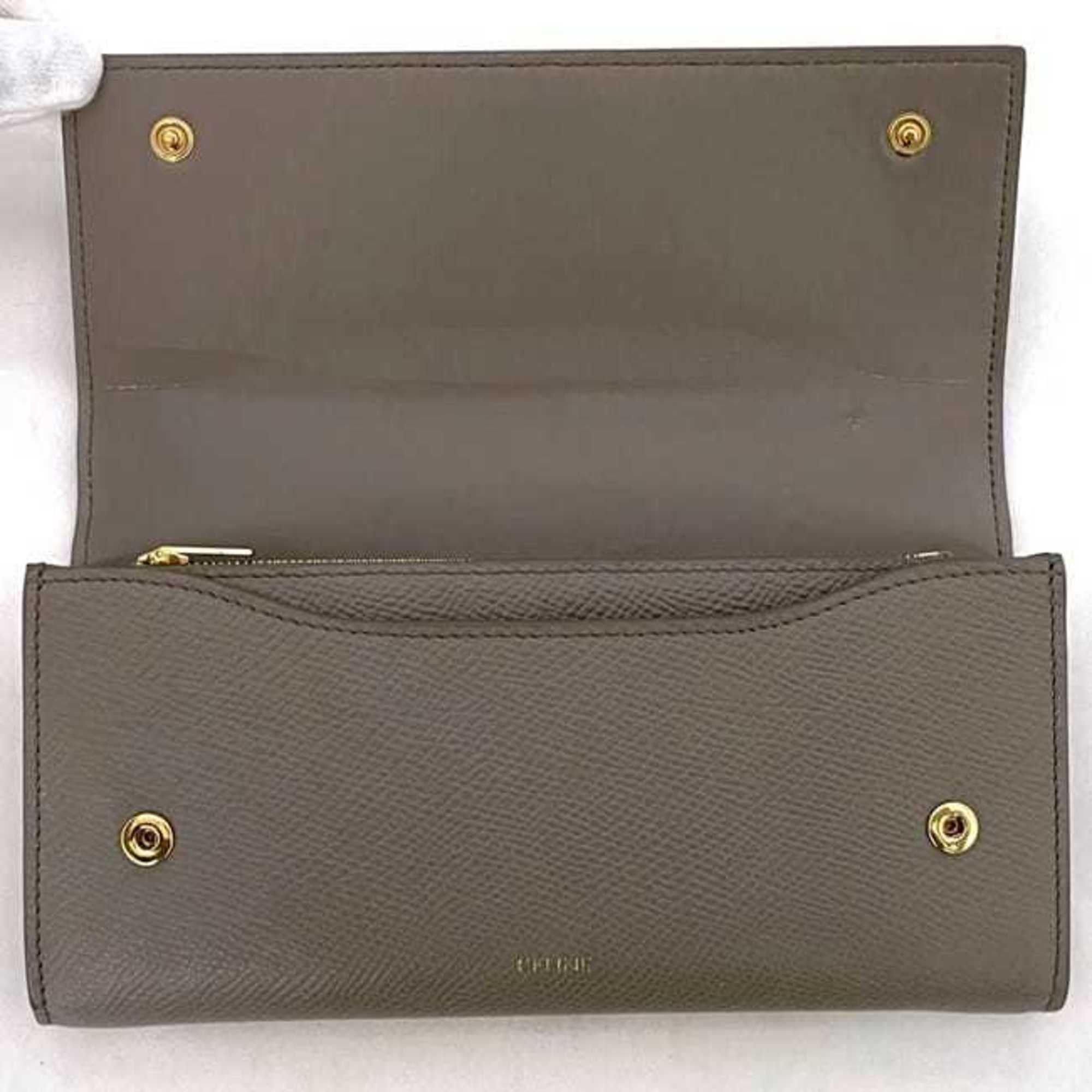 Celine Grayish Leather Long Wallet (Bi-Fold) (Pre-Owned)