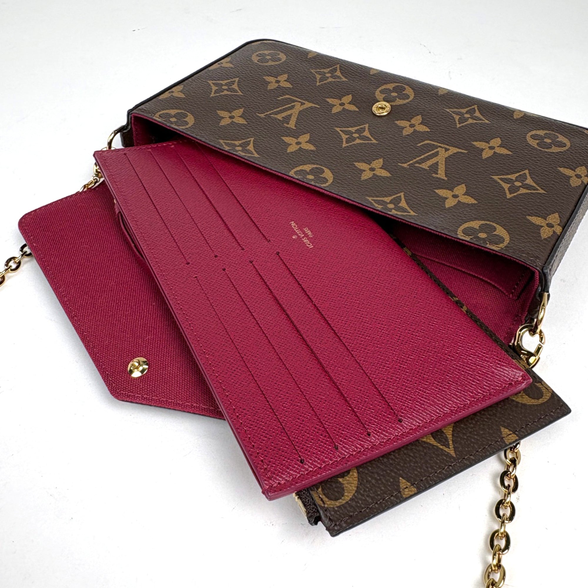 Louis Vuitton Monogram Brown Fuchsia Monogram Clutch Bag Pochette Shoulder Bag (Pre-Owned)