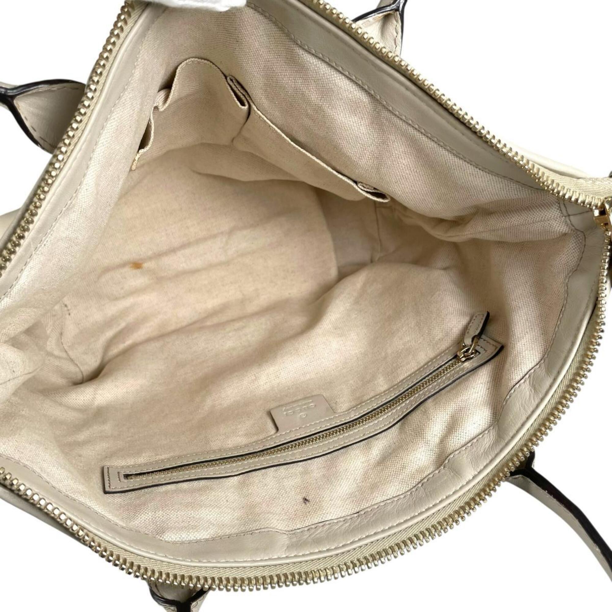 Gucci Beige Leather Shoulder Bag Tote Bag (Pre-Owned)