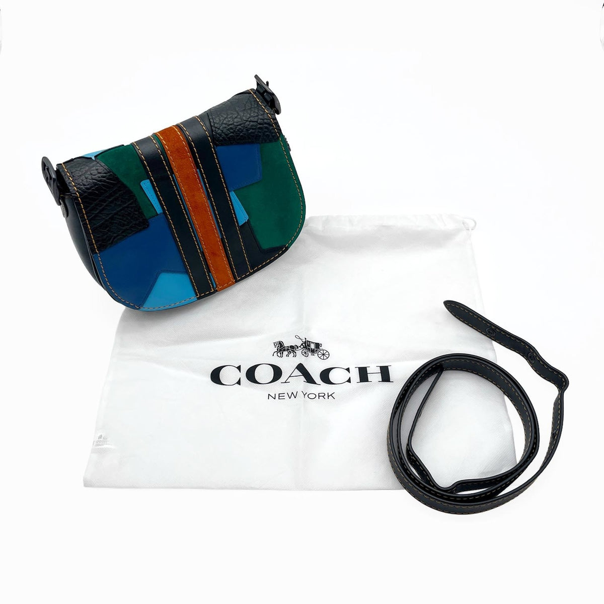 Coach Black Blue Brown Leather Shoulder Bag (Pre-Owned)