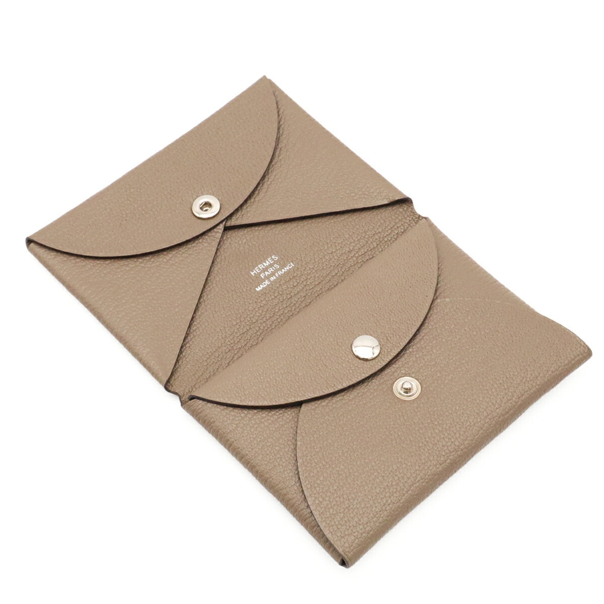 Hermes Etoupe Gray Grayish Leather Coin Purse/Coin Case (Pre-Owned)