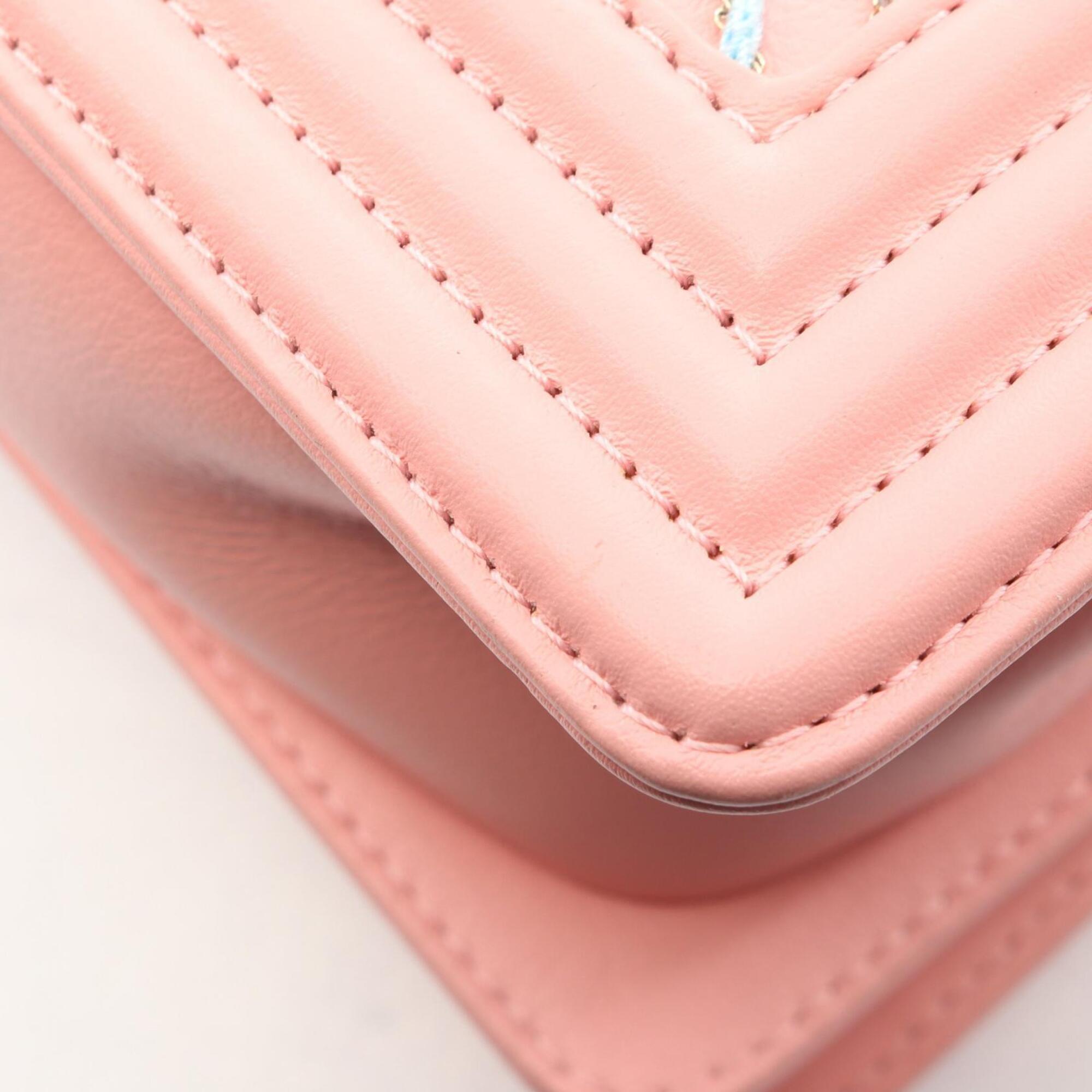 Chanel Multi-Color Pink Leather Handbag Shoulder Bag (Pre-Owned)