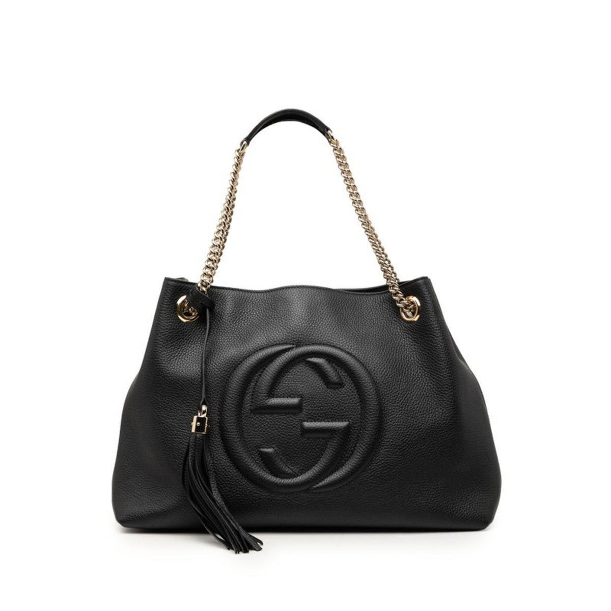Gucci Black Leather Shoulder Bag Tote Bag (Pre-Owned)