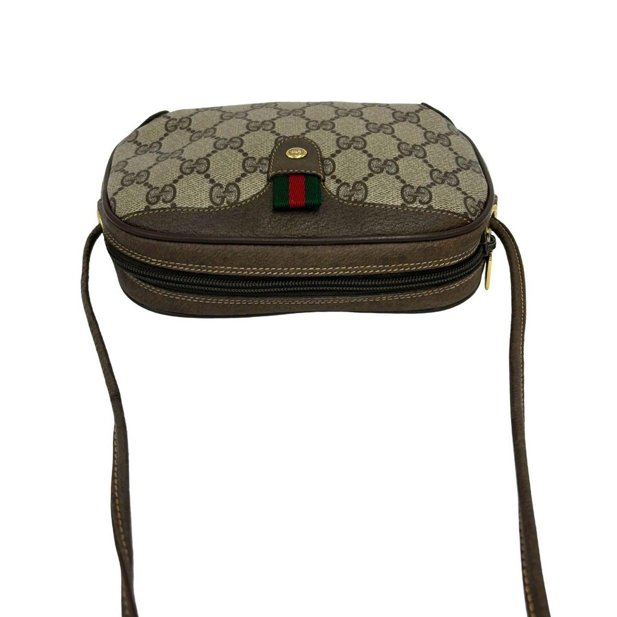 Gucci Brown Green Red Color Leather Pvc Pochette Shoulder Bag (Pre-Owned)