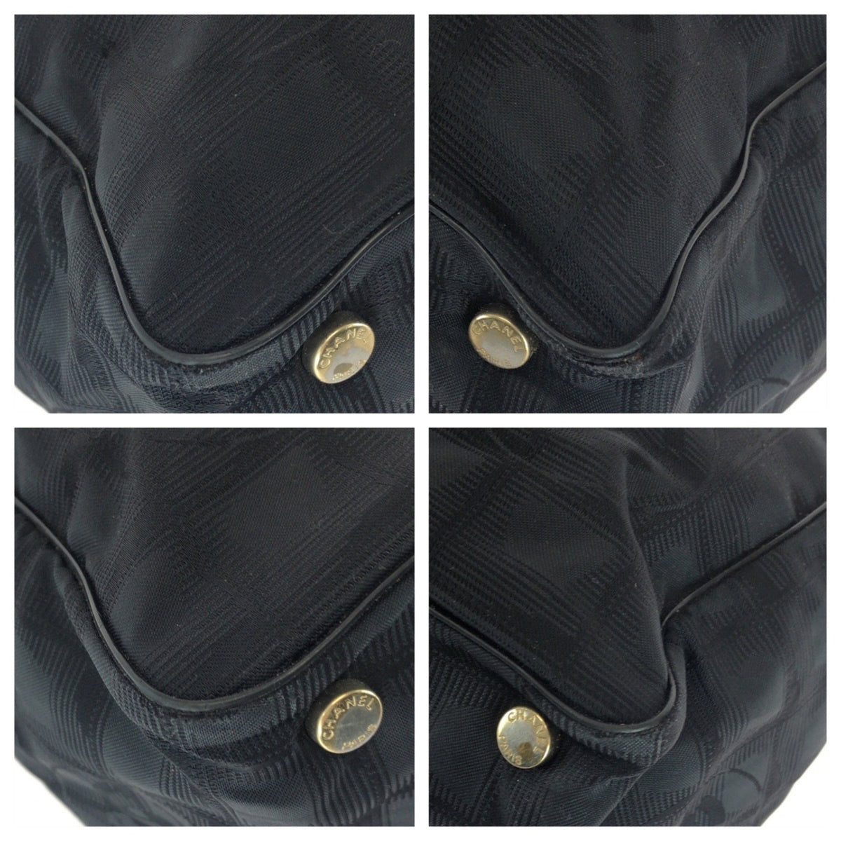 Chanel Black Nylon Leather Shoulder Bag Tote Bag (Pre-Owned)