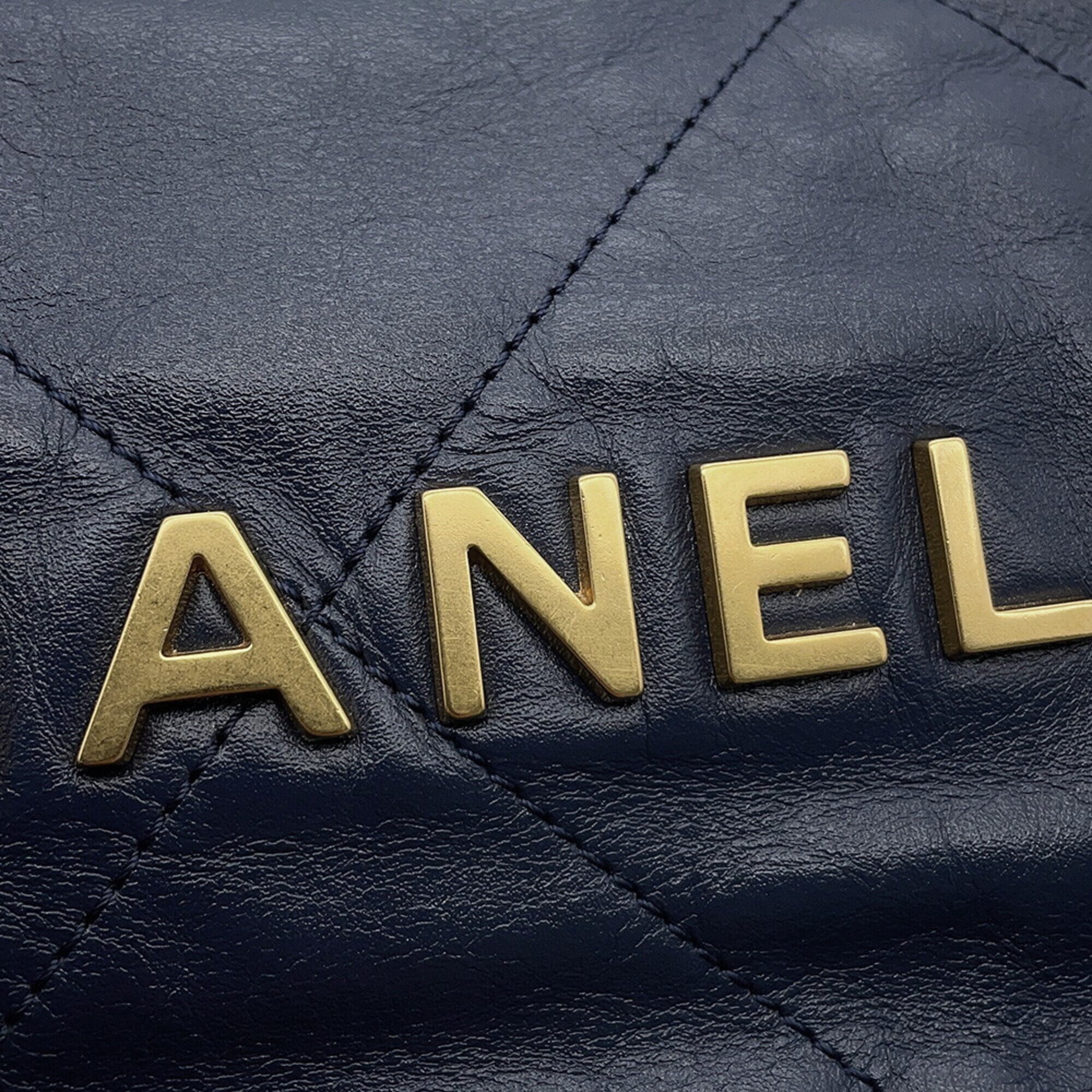 Chanel Matelasse Navy Leather Handbag Pouch (Pre-Owned)