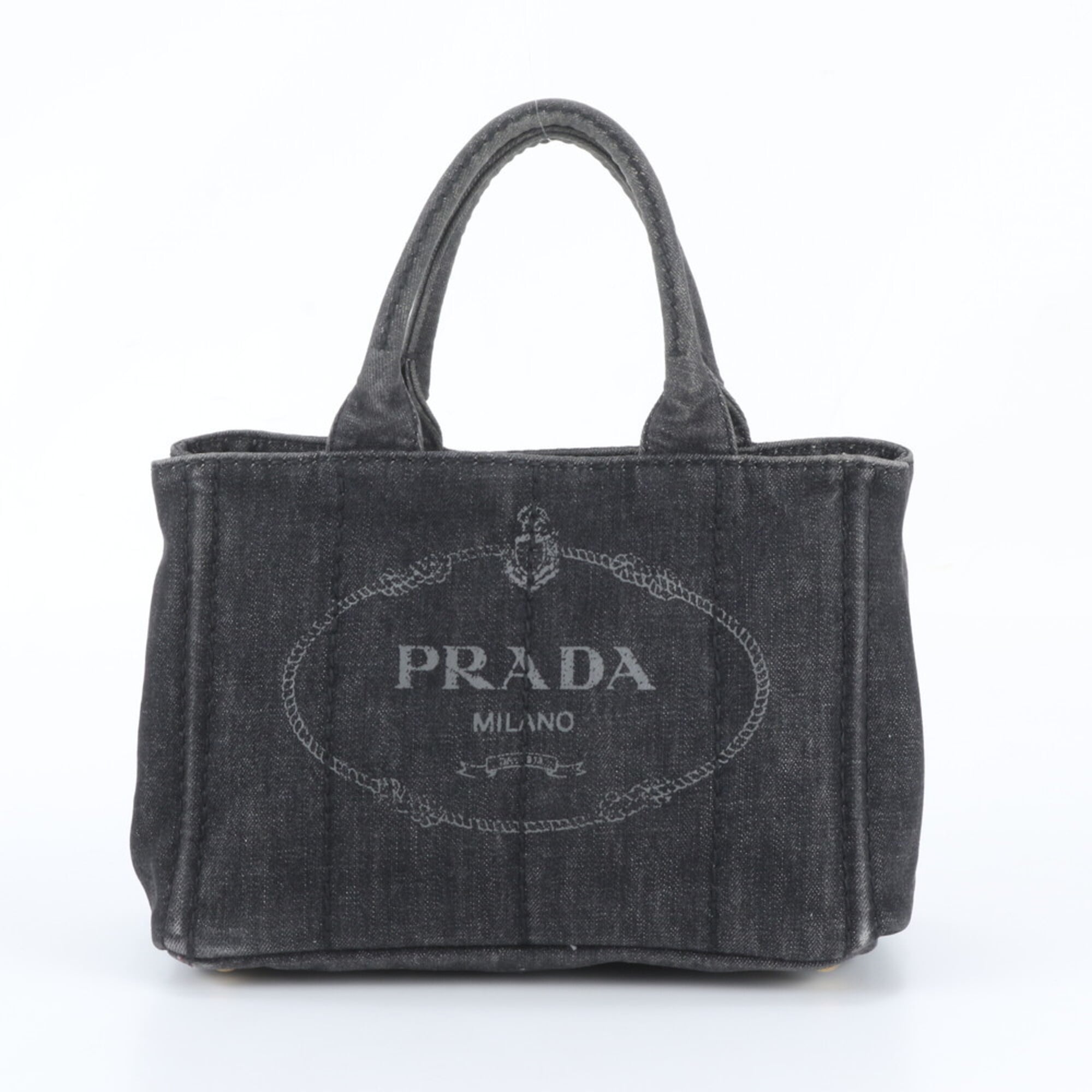 Prada Dark Gray Handbag Shoulder Bag Tote Bag (Pre-Owned)