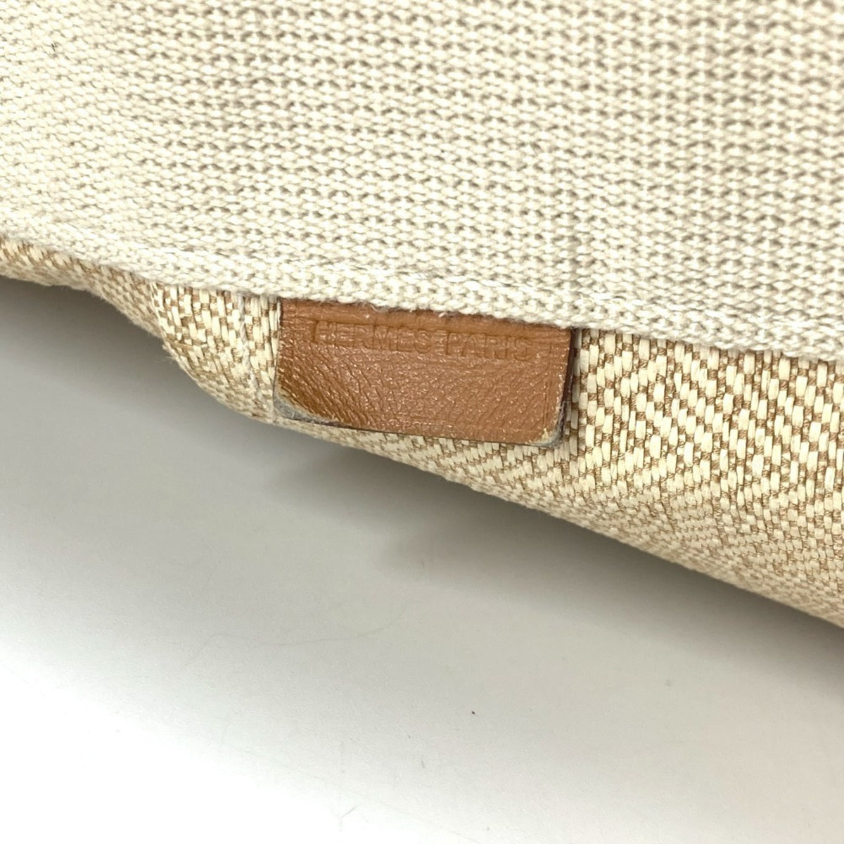 Hermes Beige Canvas Handbag Tote Bag (Pre-Owned)