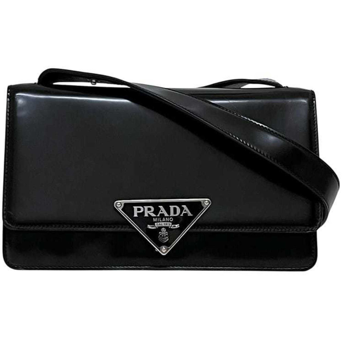Prada Black Nero Leather Shoulder Bag (Pre-Owned)